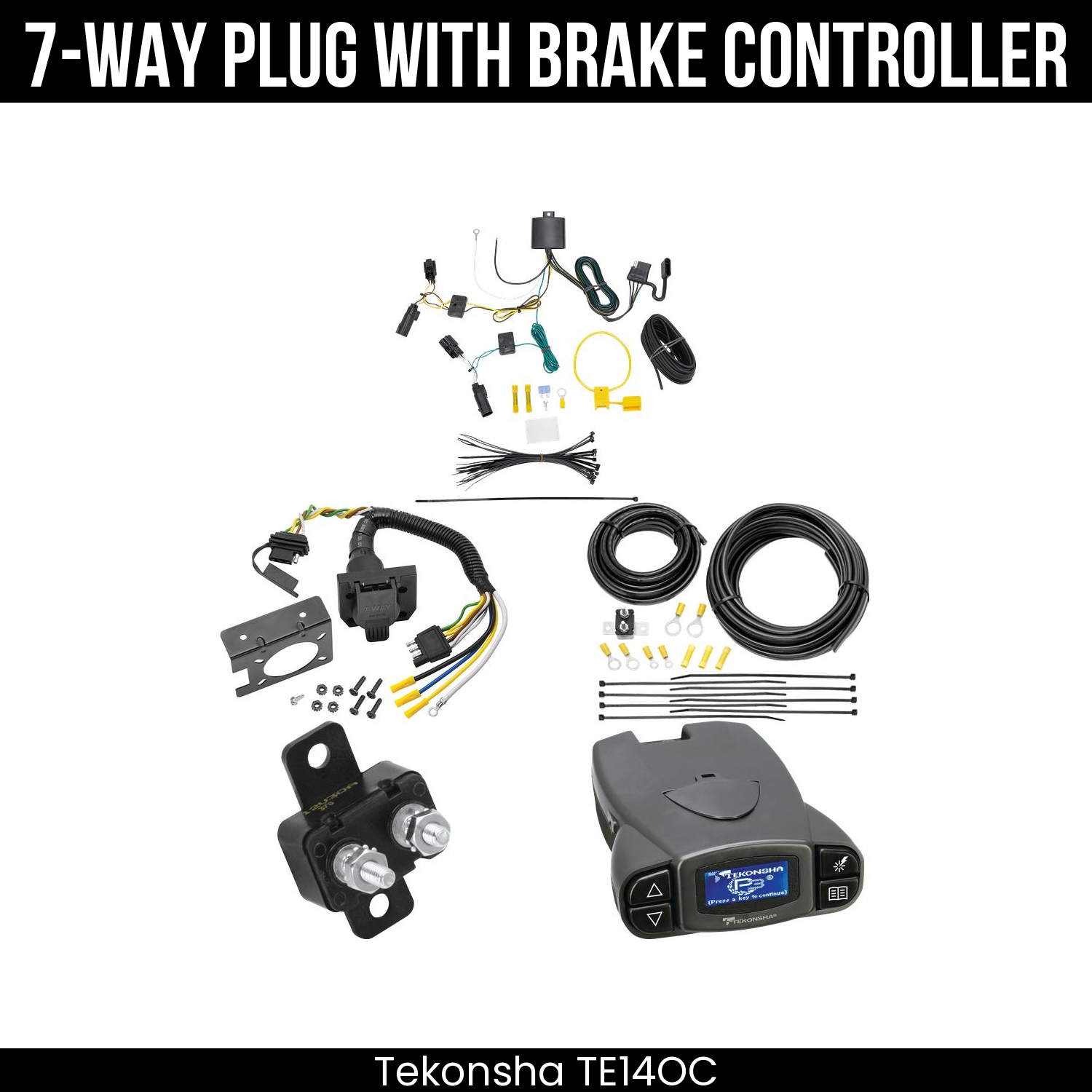 Trailer Wiring 7-Way Plug w/ Bracket , Tekonsha Prodigy P3 Brake Control