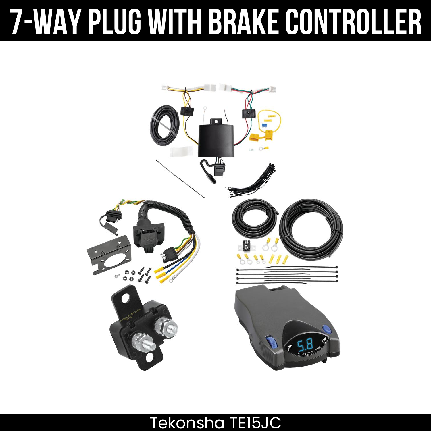 Trailer Wiring 7-Way Plug w/ Bracket , Tekonsha Prodigy P2 Brake Control
