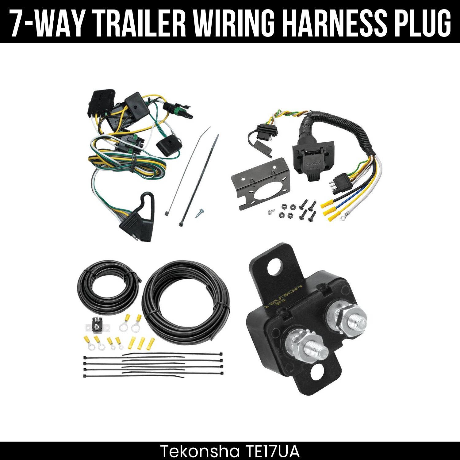 Trailer Wiring 7-Way Plug w/ Bracket