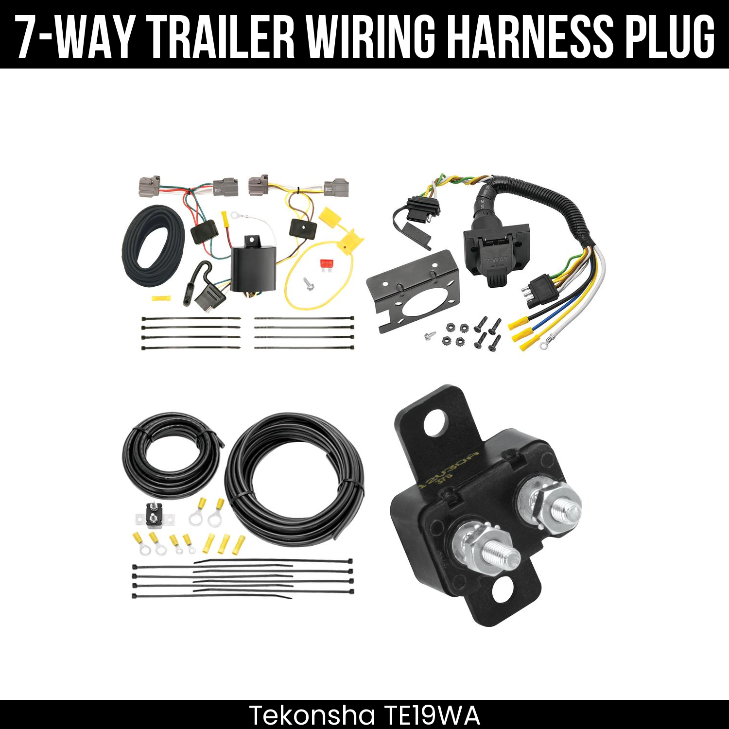 Trailer Wiring 7-Way Plug w/ Bracket