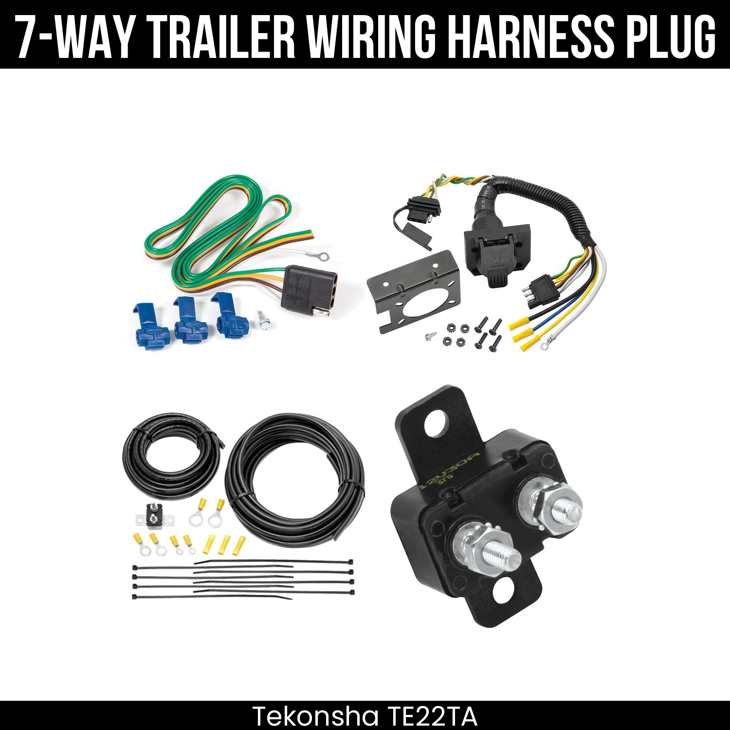 Trailer Wiring 7-Way Plug w/ Bracket