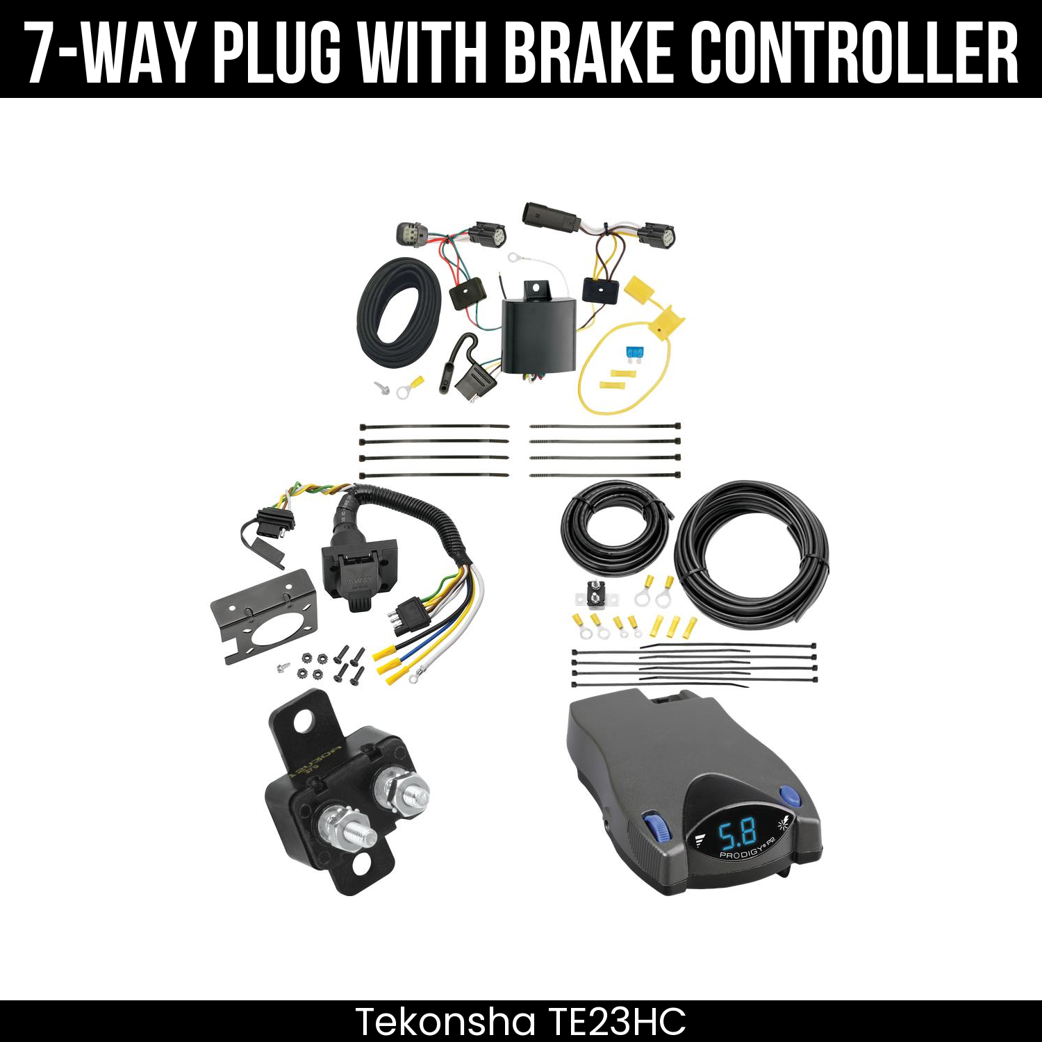 Trailer Wiring 7-Way Plug w/ Bracket , Tekonsha Prodigy P2 Brake Control
