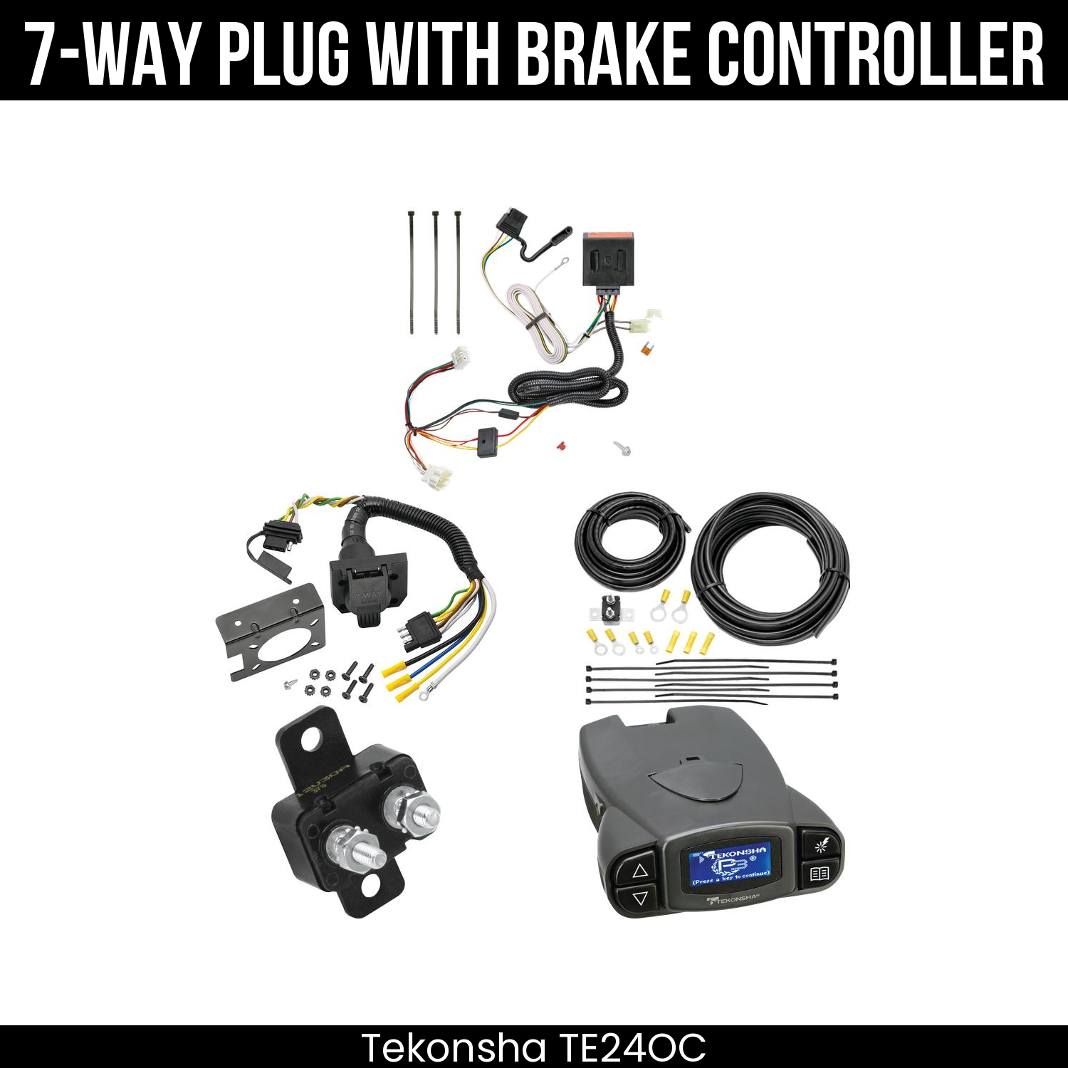 Trailer Wiring 7-Way Plug w/ Bracket , Tekonsha Prodigy P3 Brake Control