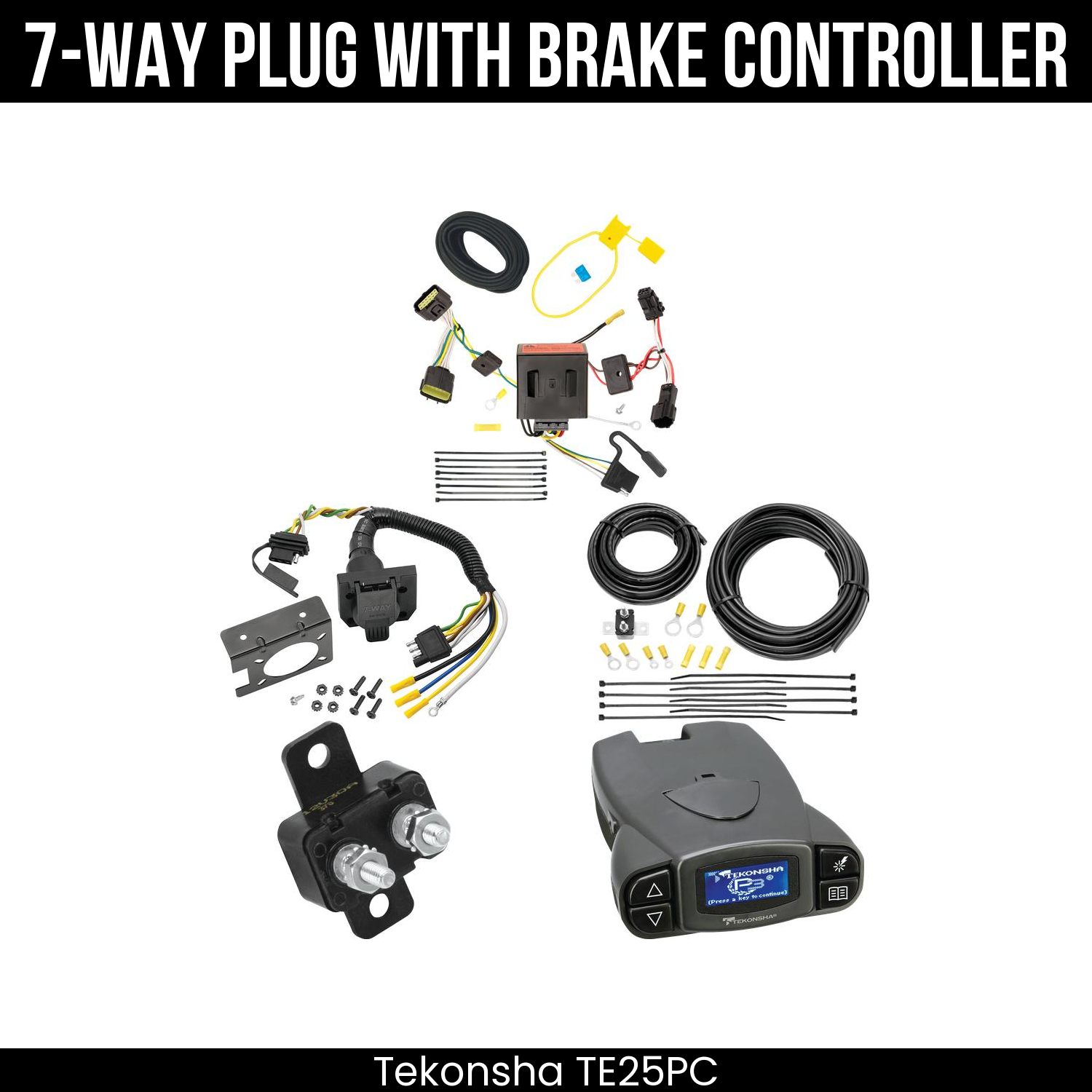 Trailer Wiring 7-Way Plug w/ Bracket , Tekonsha Prodigy P3 Brake Control