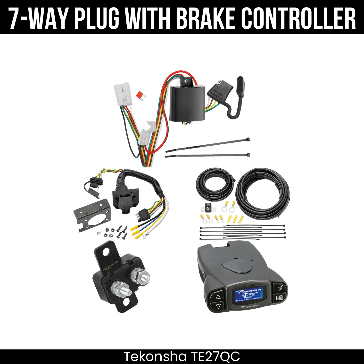 Trailer Wiring 7-Way Plug w/ Bracket , Tekonsha Prodigy P3 Brake Control