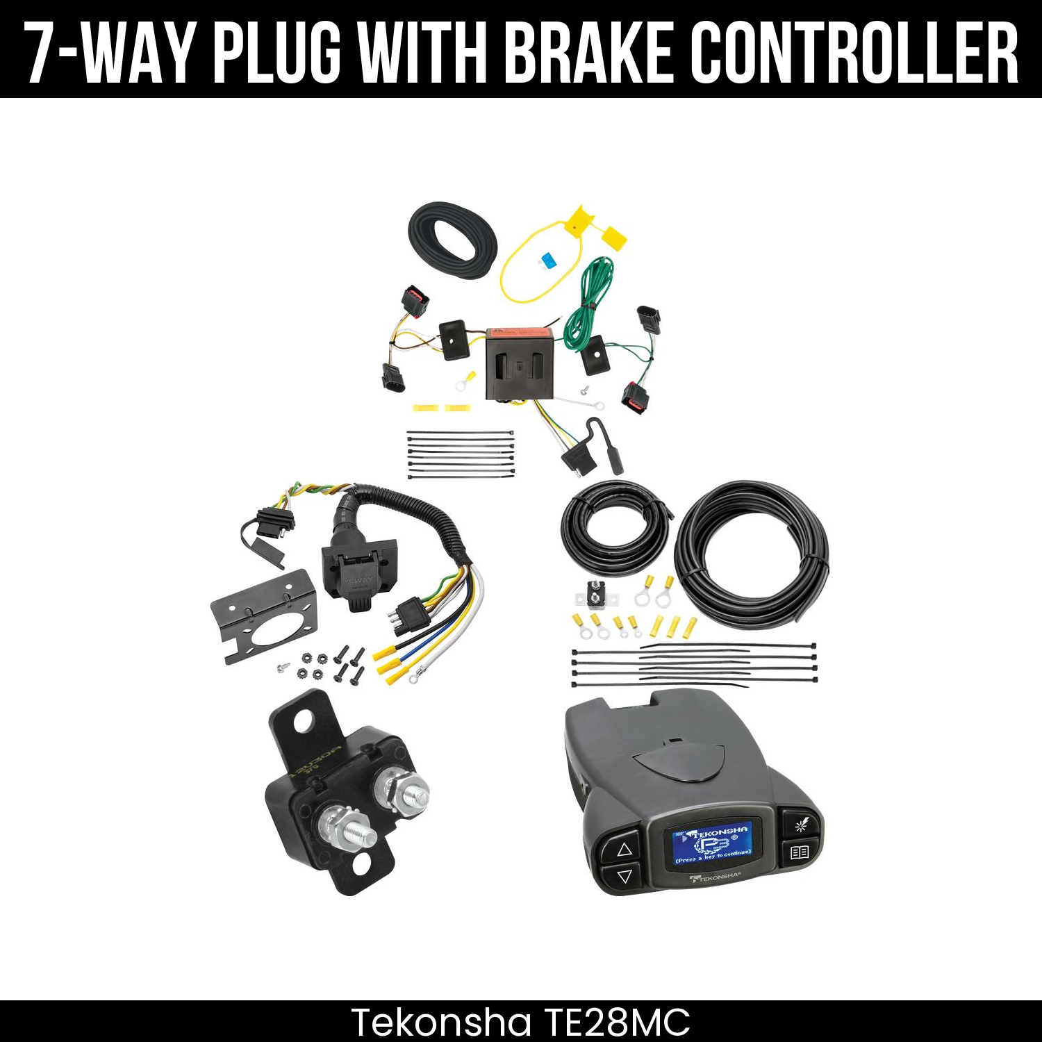 Trailer Wiring 7-Way Plug w/ Bracket , Tekonsha Prodigy P3 Brake Control