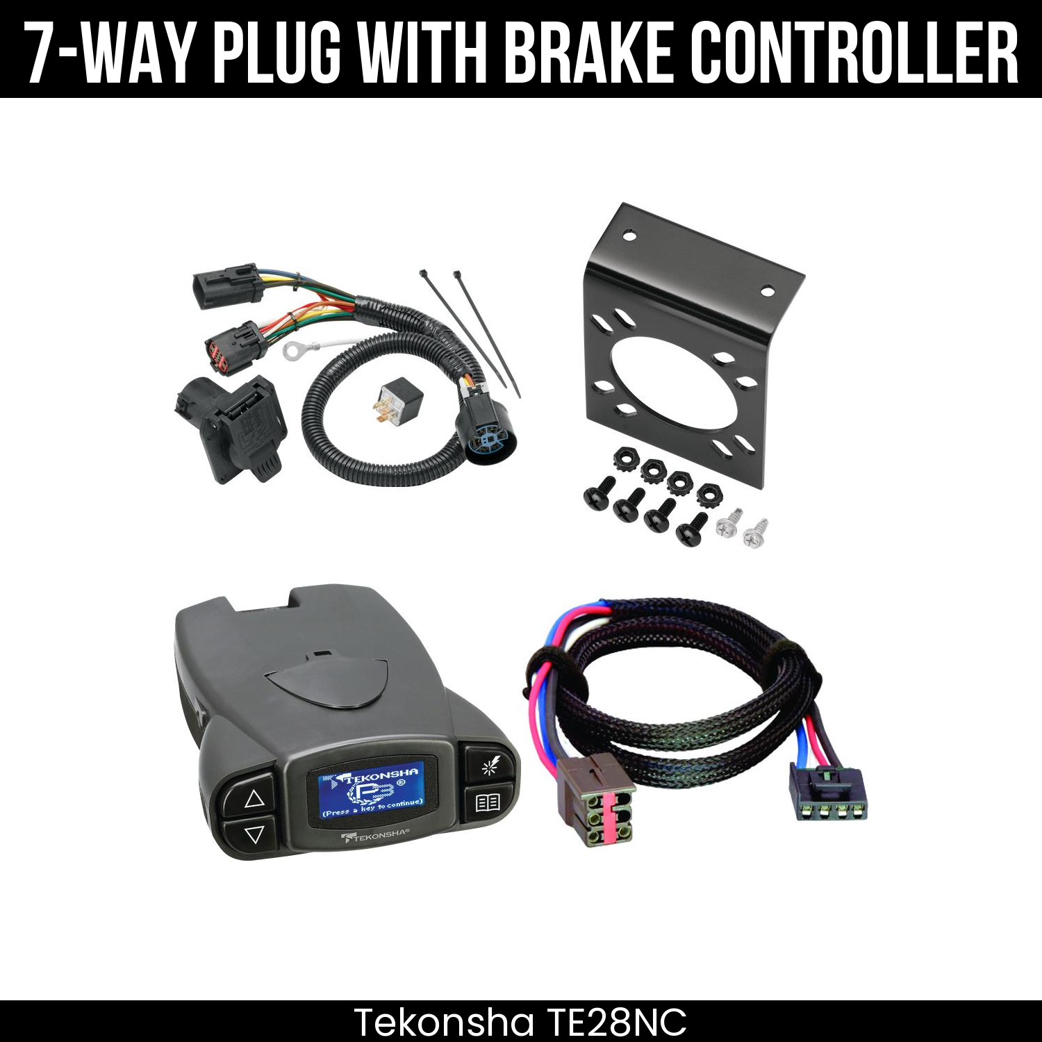 Trailer Wiring 7-Way Plug w/ Bracket , Tekonsha Prodigy P3 Brake Control