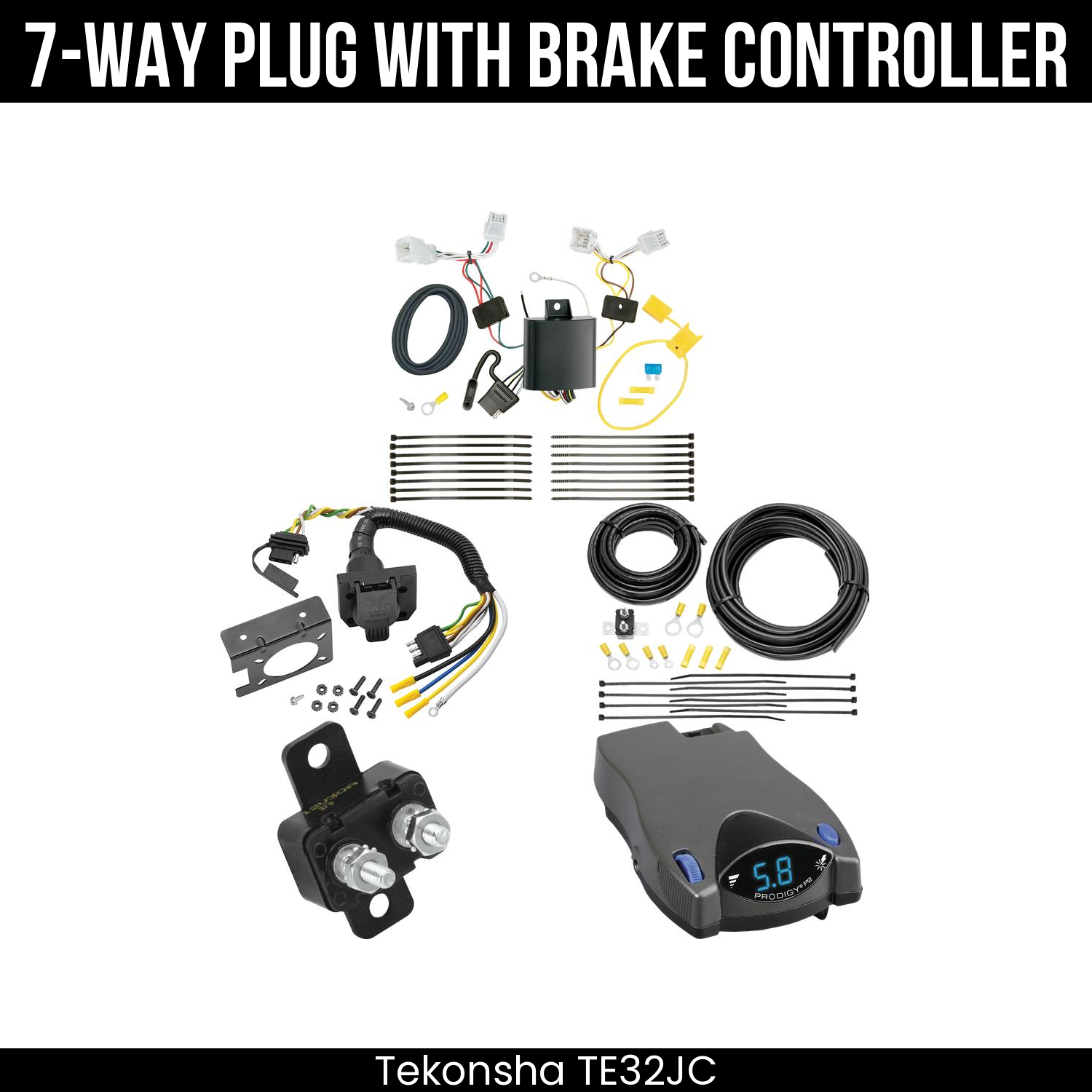 Trailer Wiring 7-Way Plug w/ Bracket , Tekonsha Prodigy P2 Brake Control