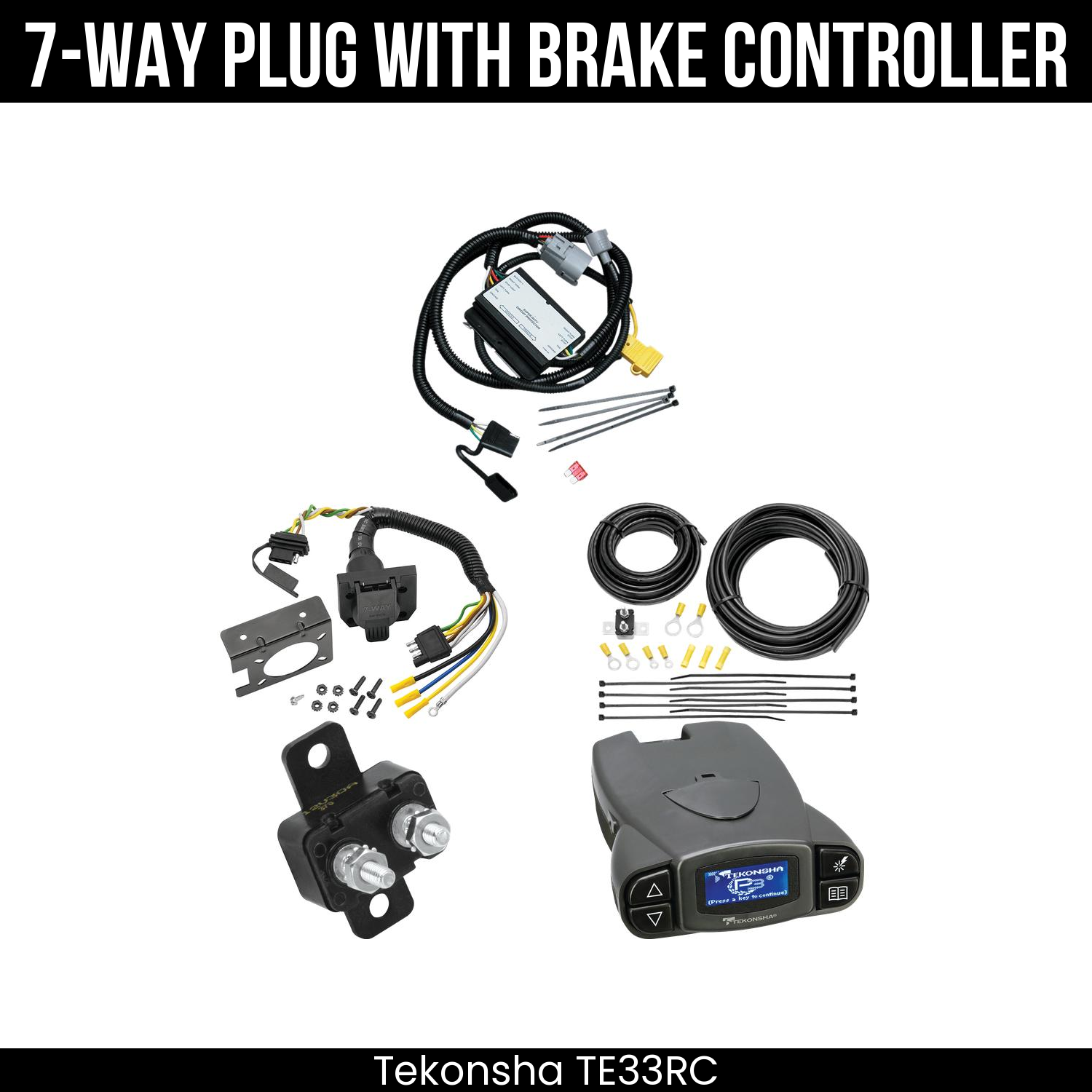 Trailer Wiring 7-Way Plug w/ Bracket , Tekonsha Prodigy P3 Brake Control