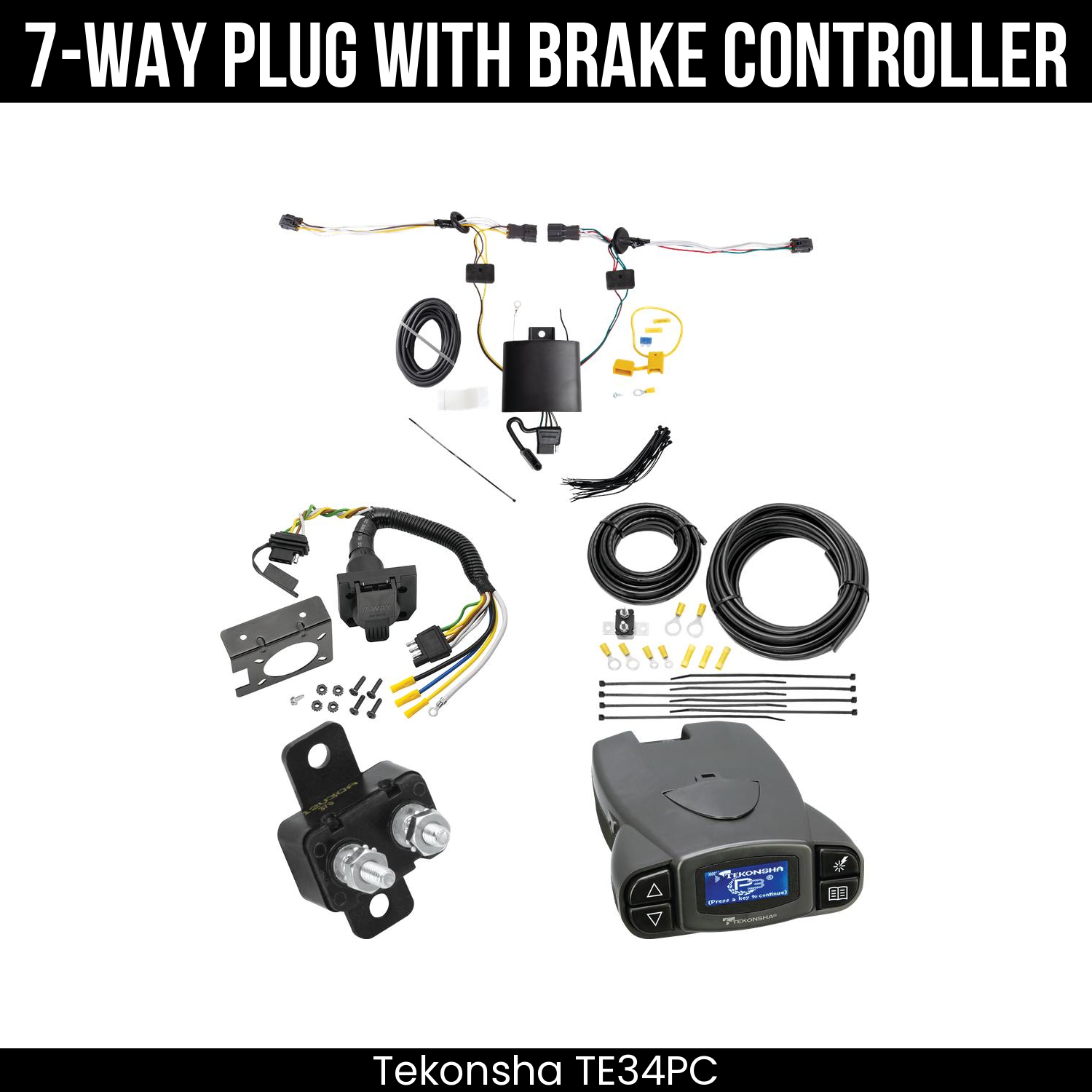 Trailer Wiring 7-Way Plug w/ Bracket , Tekonsha Prodigy P3 Brake Control