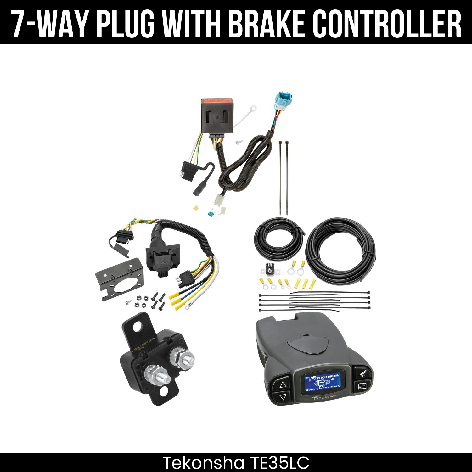 Trailer Wiring 7-Way Plug w/ Bracket , Tekonsha Prodigy P3 Brake Control