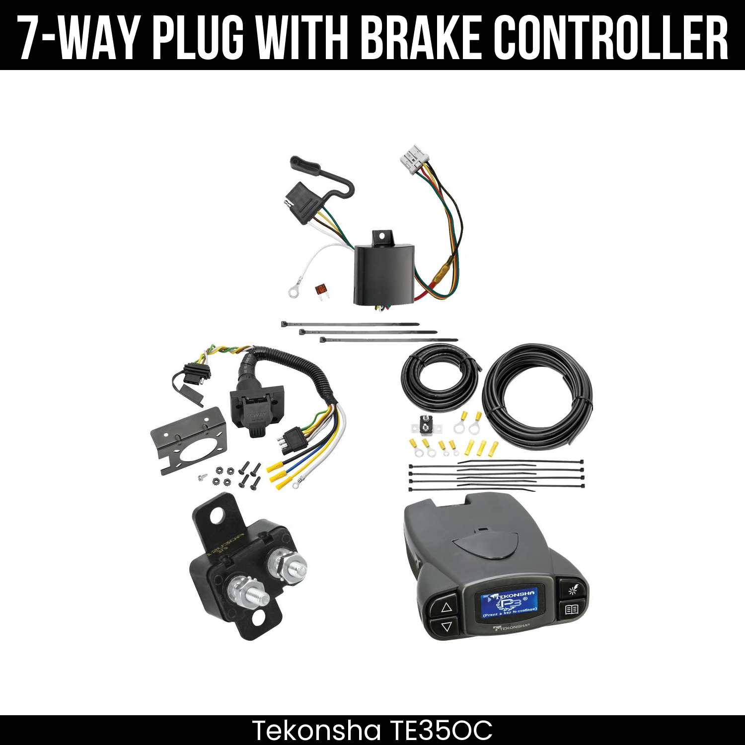 Trailer Wiring 7-Way Plug w/ Bracket , Tekonsha Prodigy P3 Brake Control