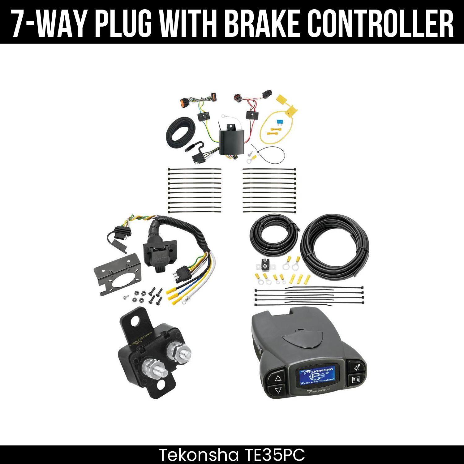 Trailer Wiring 7-Way Plug w/ Bracket , Tekonsha Prodigy P3 Brake Control