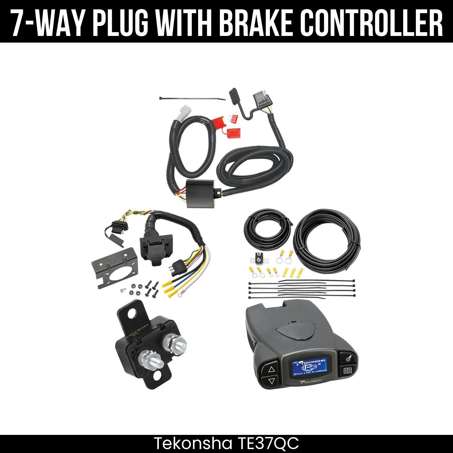 Trailer Wiring 7-Way Plug w/ Bracket , Tekonsha Prodigy P3 Brake Control