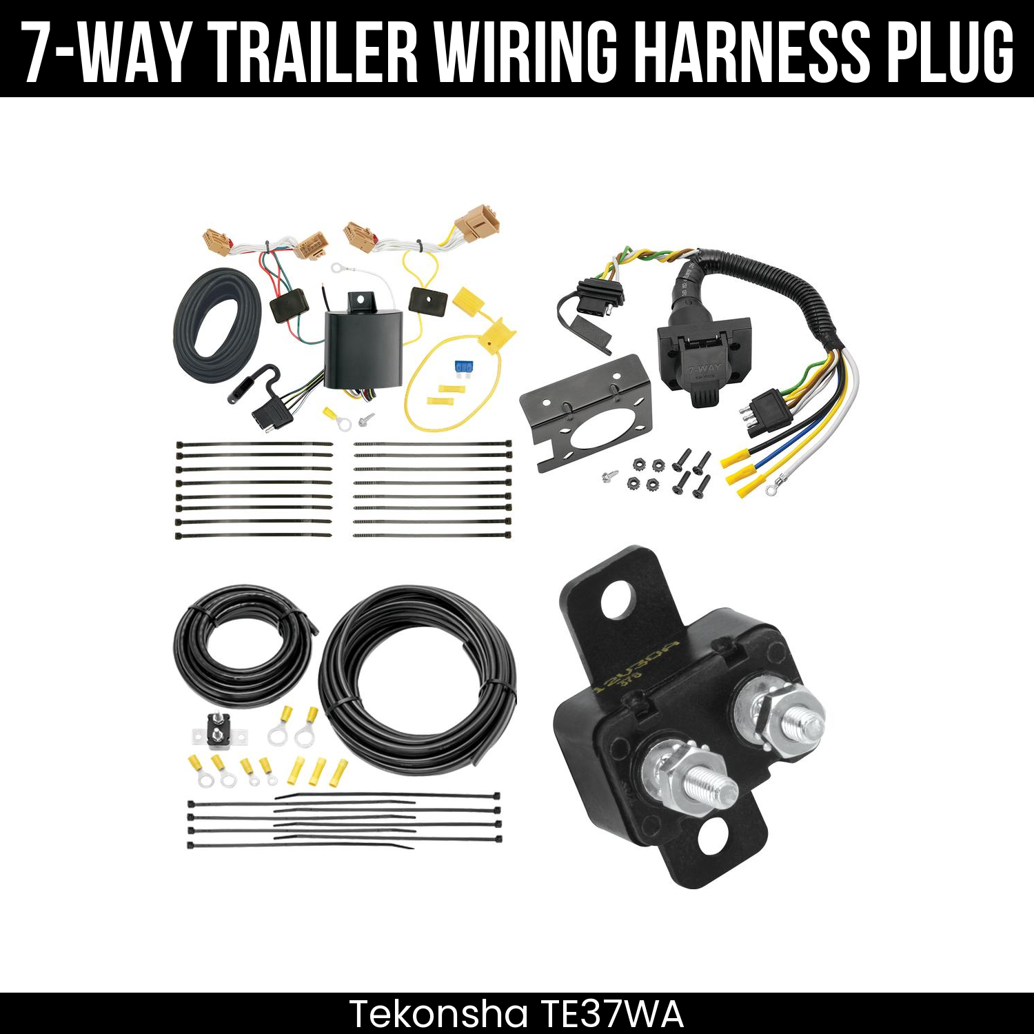 Trailer Wiring 7-Way Plug w/ Bracket