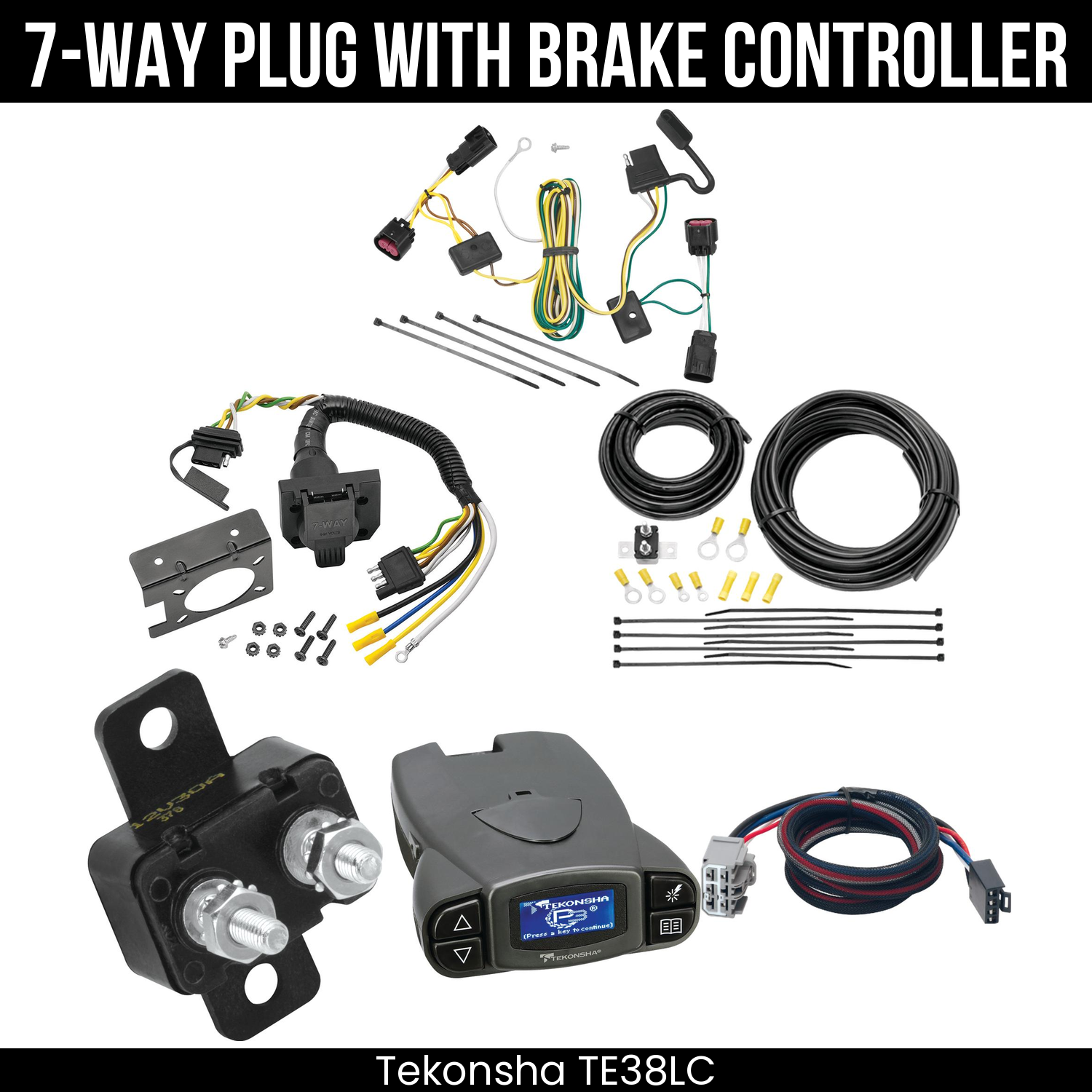 Trailer Wiring 7-Way Plug w/ Bracket , Tekonsha Prodigy P3 Brake Control