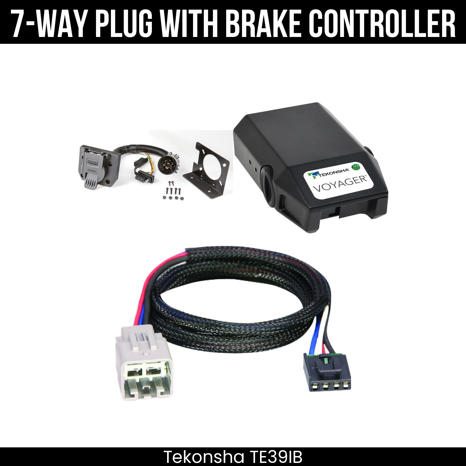 Trailer Wiring 7-Way Plug w/ Bracket , Tekonsha Voyager Brake Control