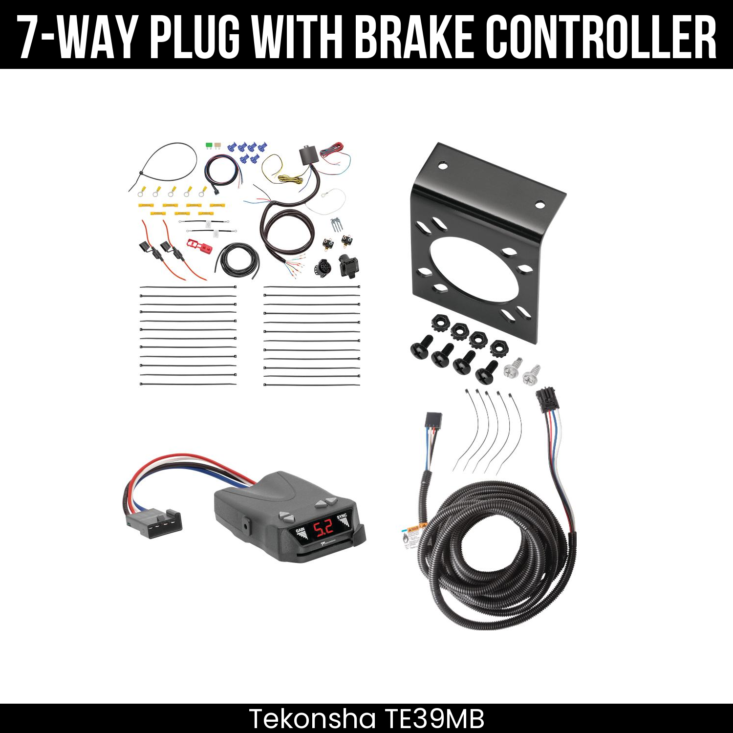 Trailer Wiring 7-Way Plug w/ Bracket , Tekonsha Brakeman IV Brake Control