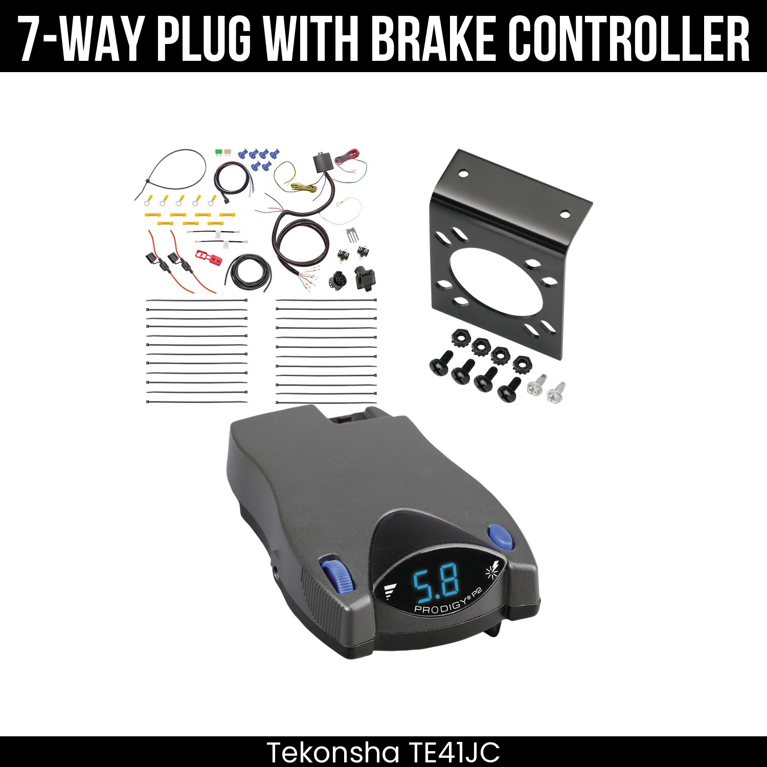 Trailer Wiring 7-Way Plug w/ Bracket , Tekonsha Prodigy P2 Brake Control