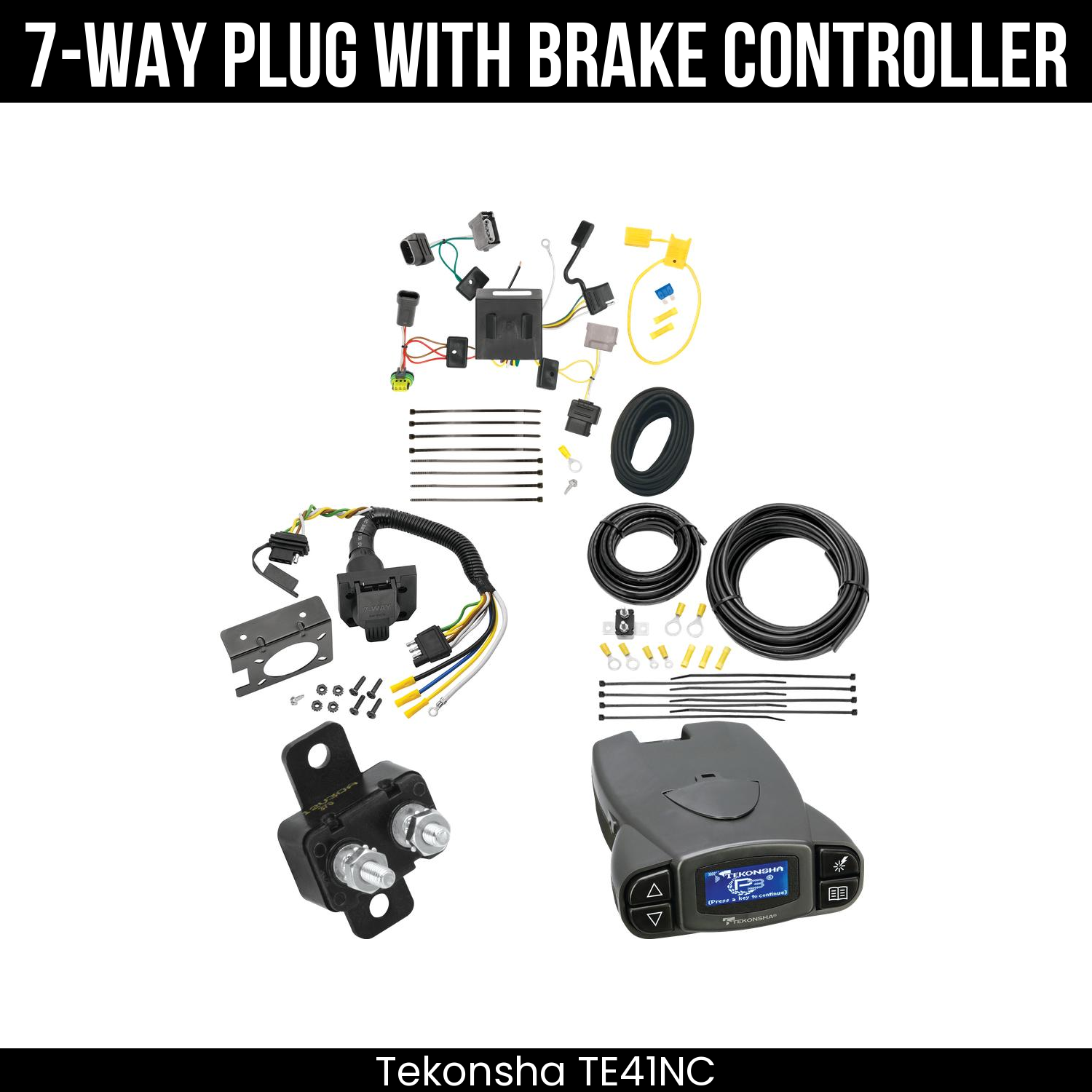 Trailer Wiring 7-Way Plug w/ Bracket , Tekonsha Prodigy P3 Brake Control