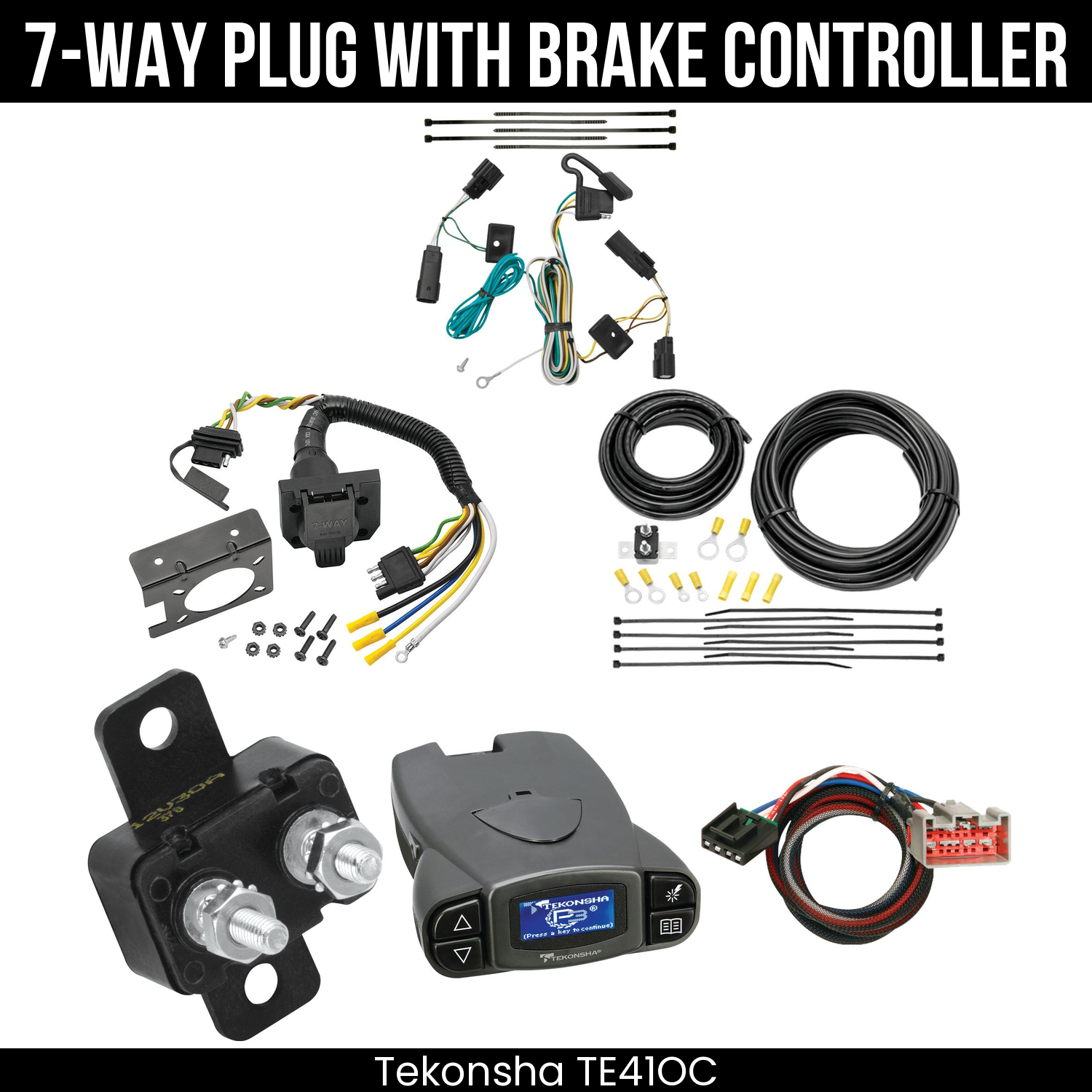 Trailer Wiring 7-Way Plug w/ Bracket , Tekonsha Prodigy P3 Brake Control