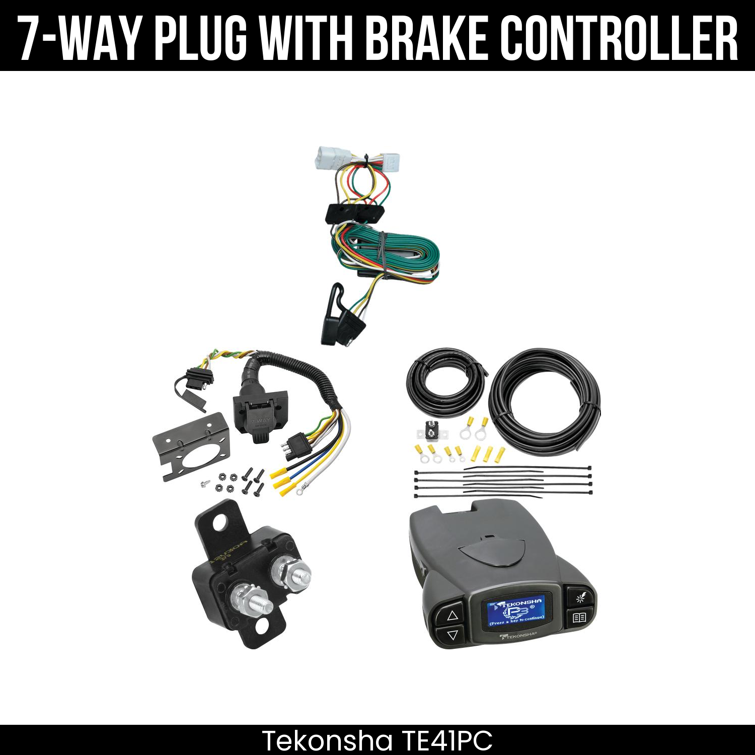Trailer Wiring 7-Way Plug w/ Bracket , Tekonsha Prodigy P3 Brake Control