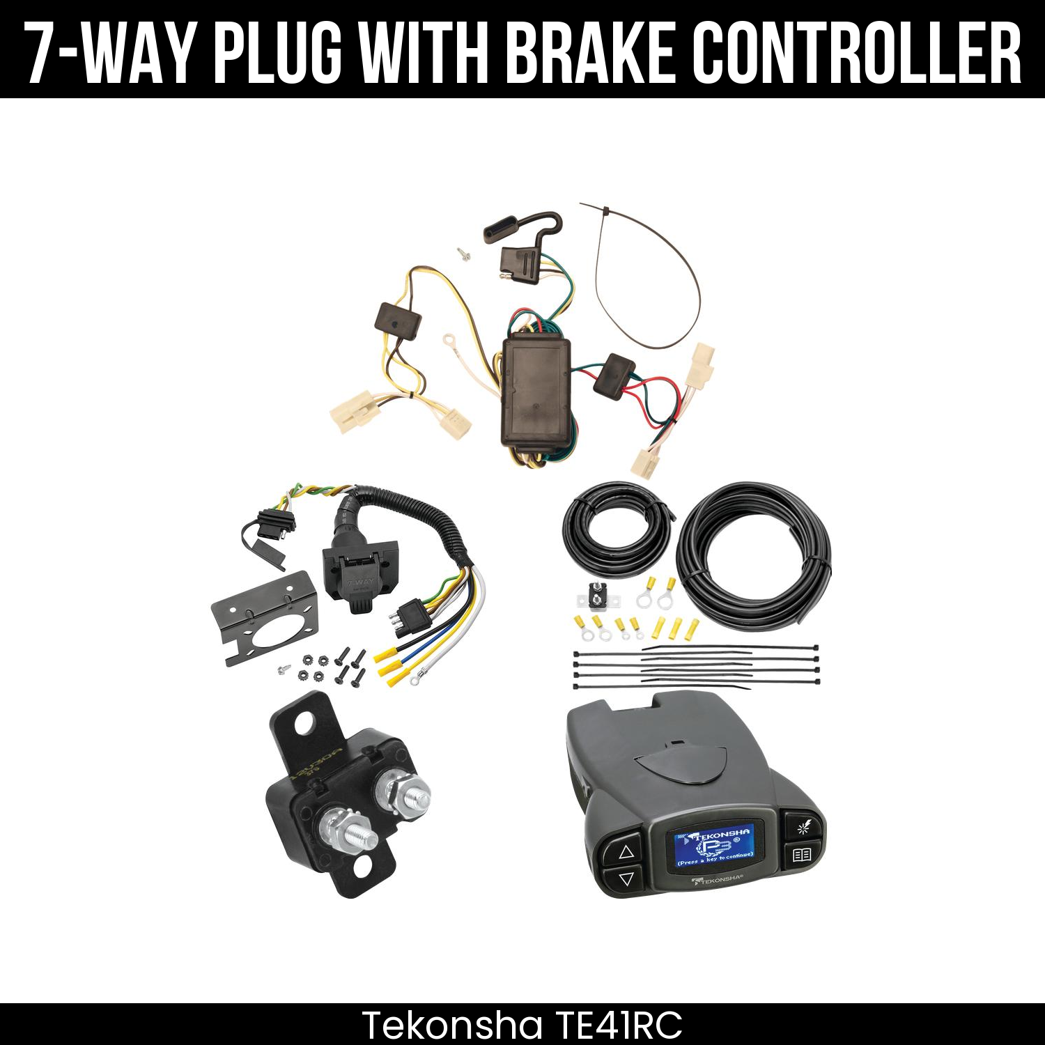 Trailer Wiring 7-Way Plug w/ Bracket , Tekonsha Prodigy P3 Brake Control