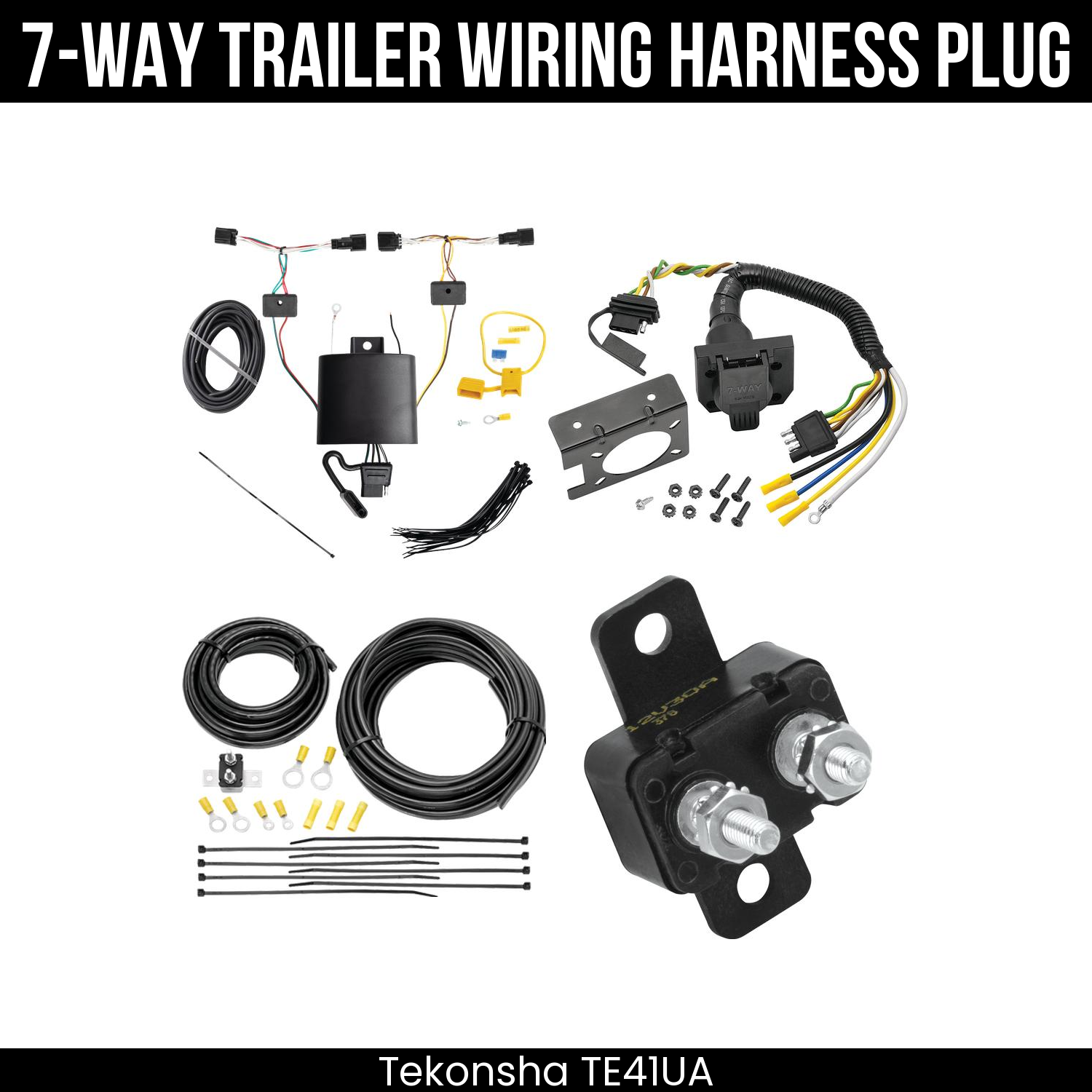 Trailer Wiring 7-Way Plug w/ Bracket