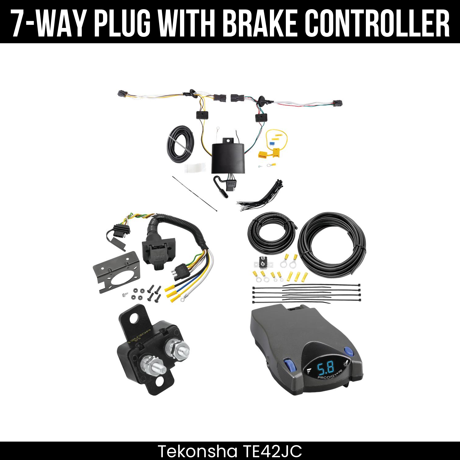 Trailer Wiring 7-Way Plug w/ Bracket , Tekonsha Prodigy P2 Brake Control