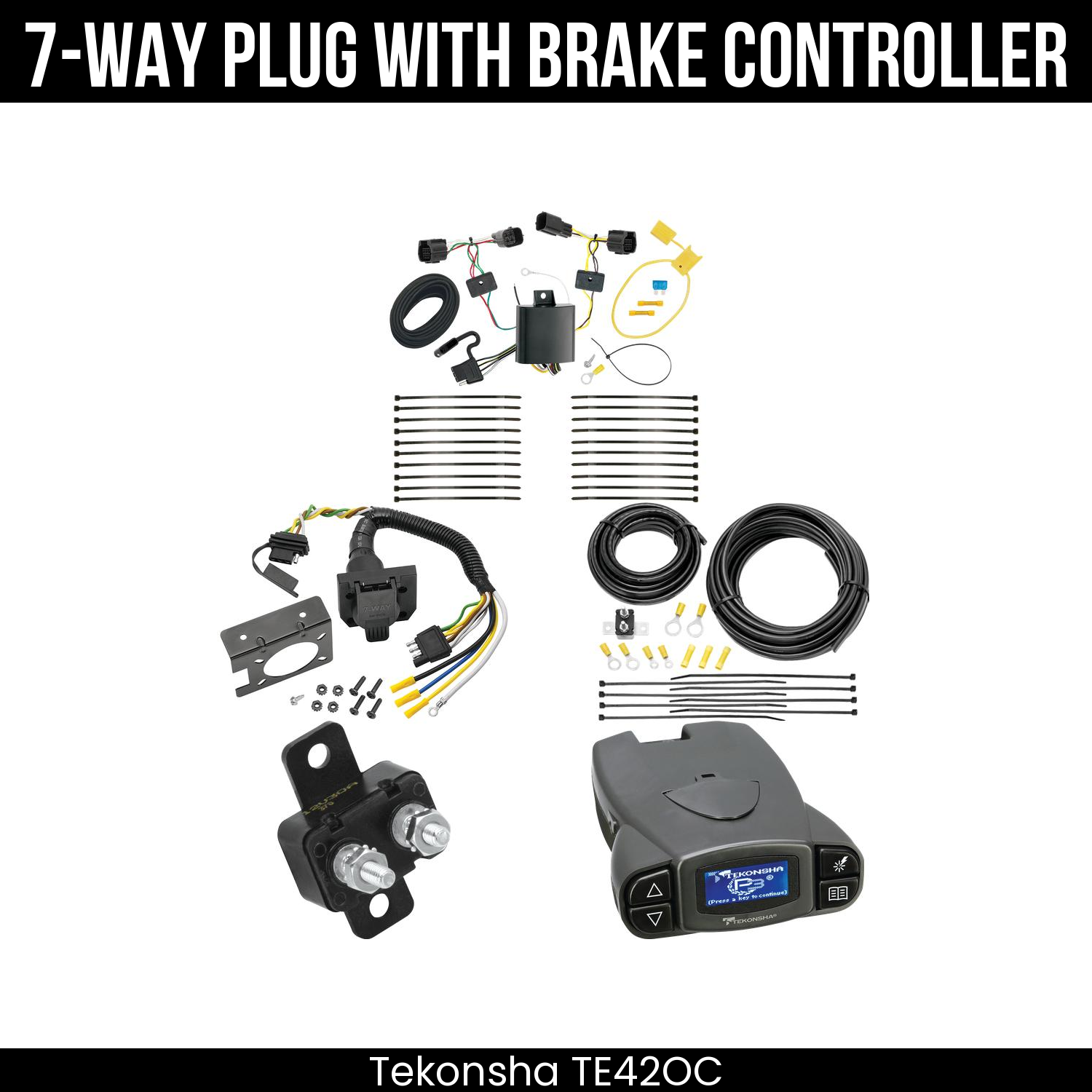 Trailer Wiring 7-Way Plug w/ Bracket , Tekonsha Prodigy P3 Brake Control