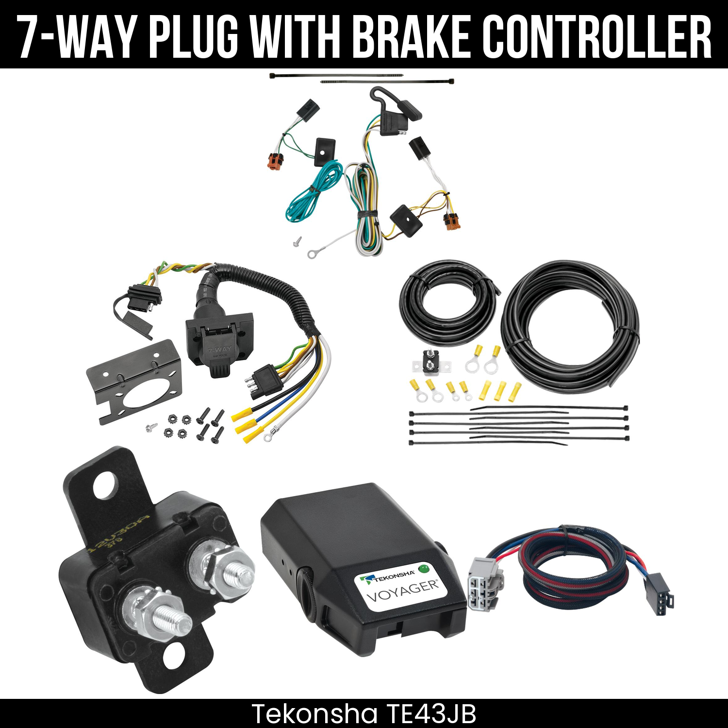 Trailer Wiring 7-Way Plug w/ Bracket , Tekonsha Voyager Brake Control