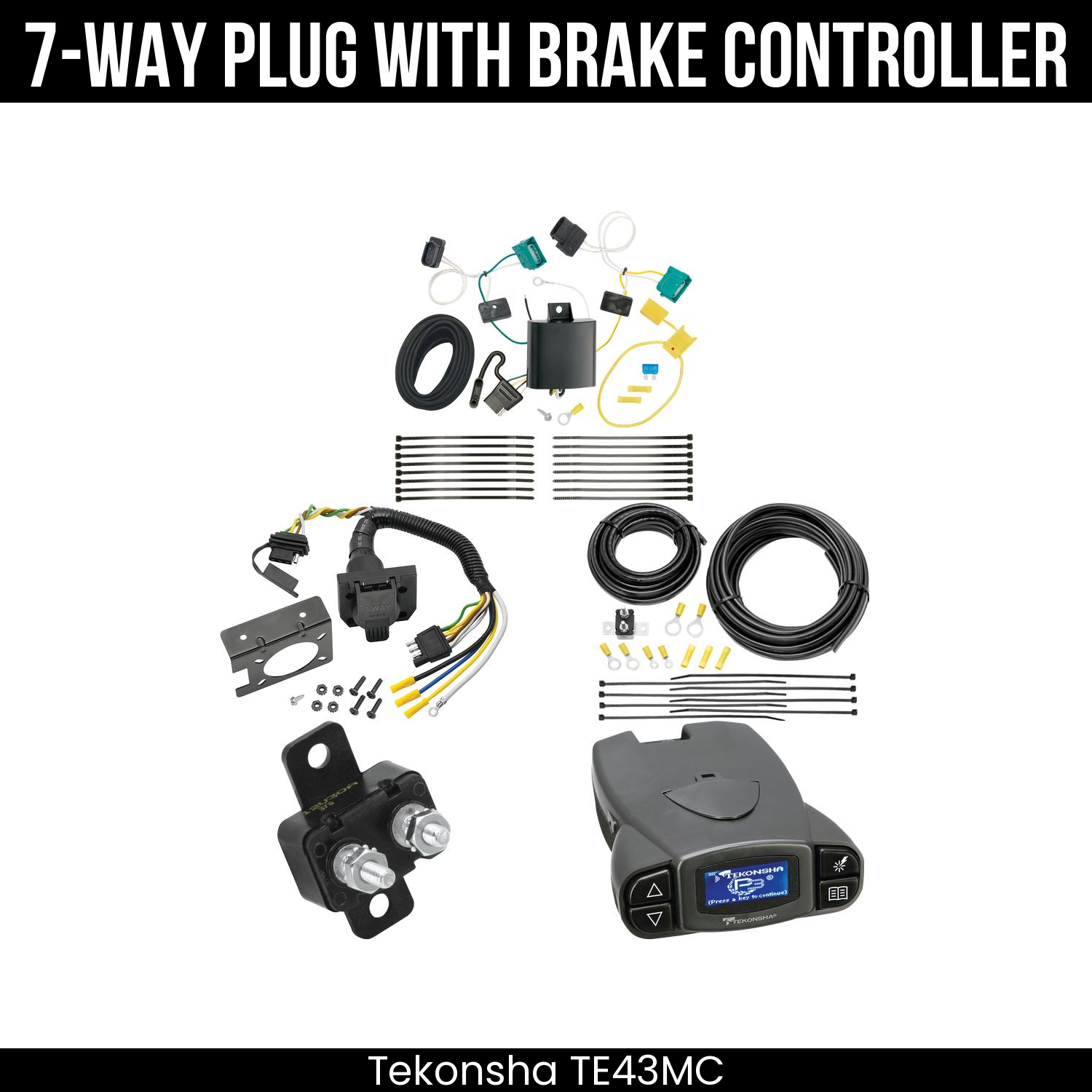 Trailer Wiring 7-Way Plug w/ Bracket , Tekonsha Prodigy P3 Brake Control