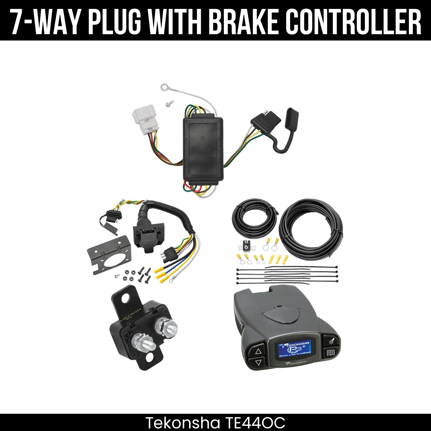 Trailer Wiring 7-Way Plug w/ Bracket , Tekonsha Prodigy P3 Brake Control