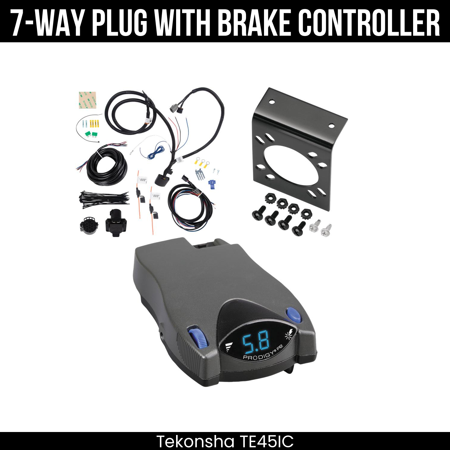 Trailer Wiring 7-Way Plug w/ Bracket , Tekonsha Prodigy P2 Brake Control