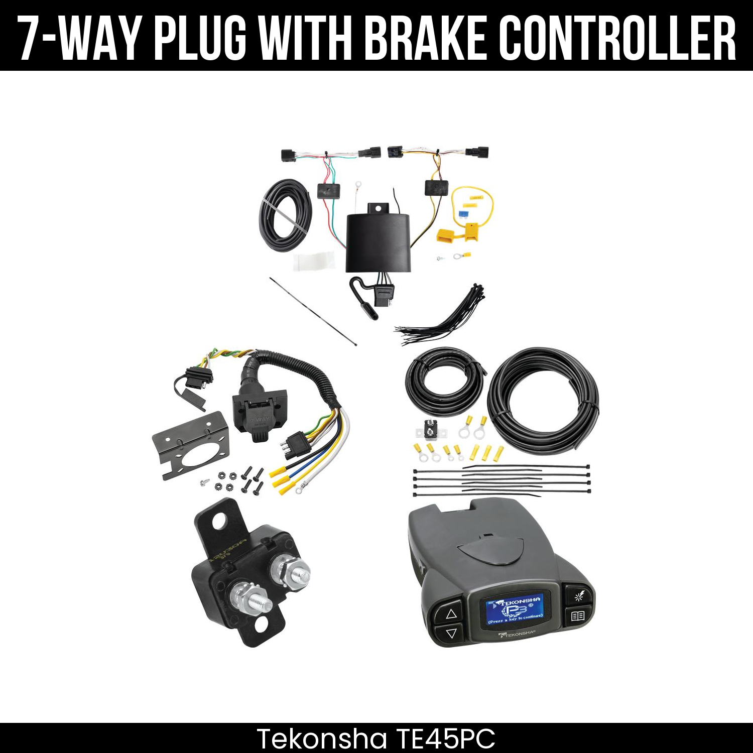 Trailer Wiring 7-Way Plug w/ Bracket , Tekonsha Prodigy P3 Brake Control