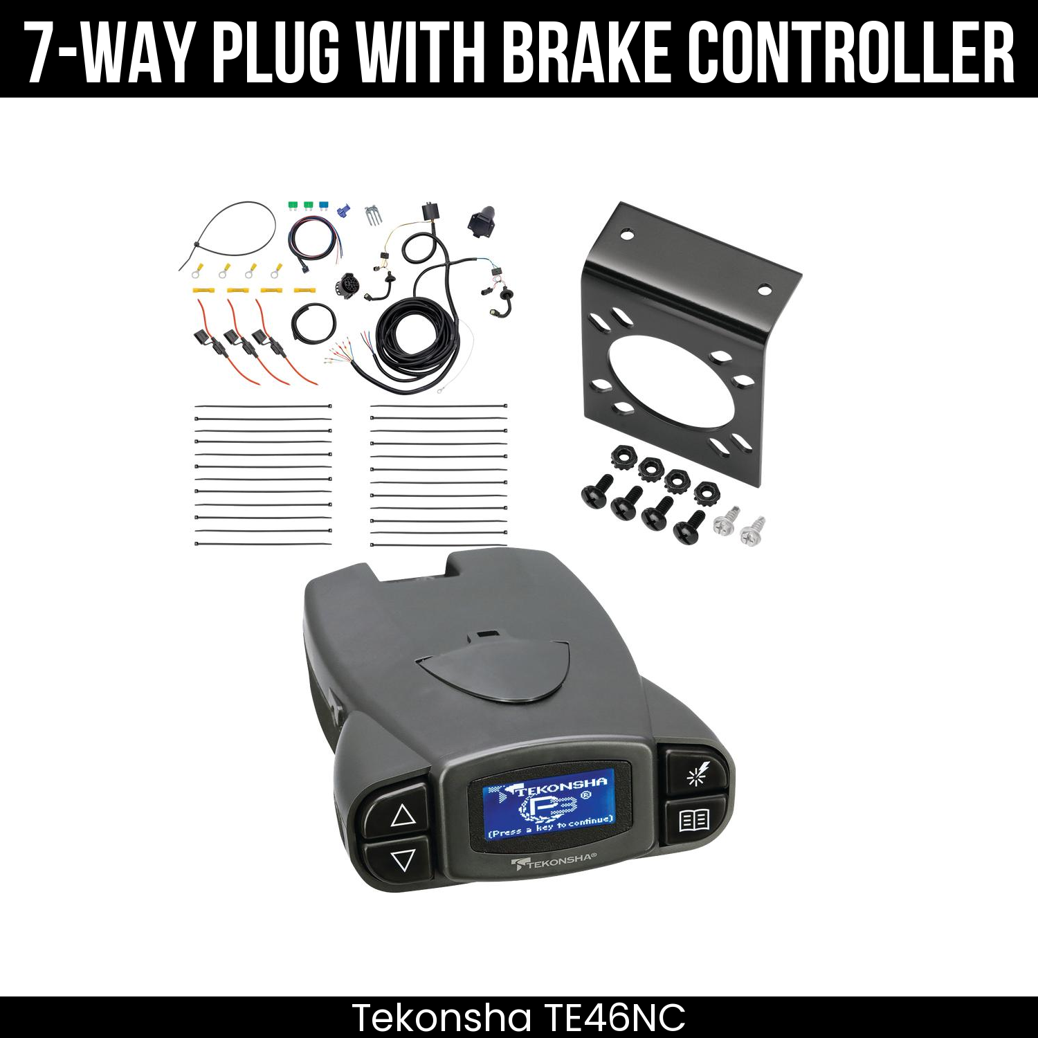 Trailer Wiring 7-Way Plug w/ Bracket , Tekonsha Prodigy P3 Brake Control