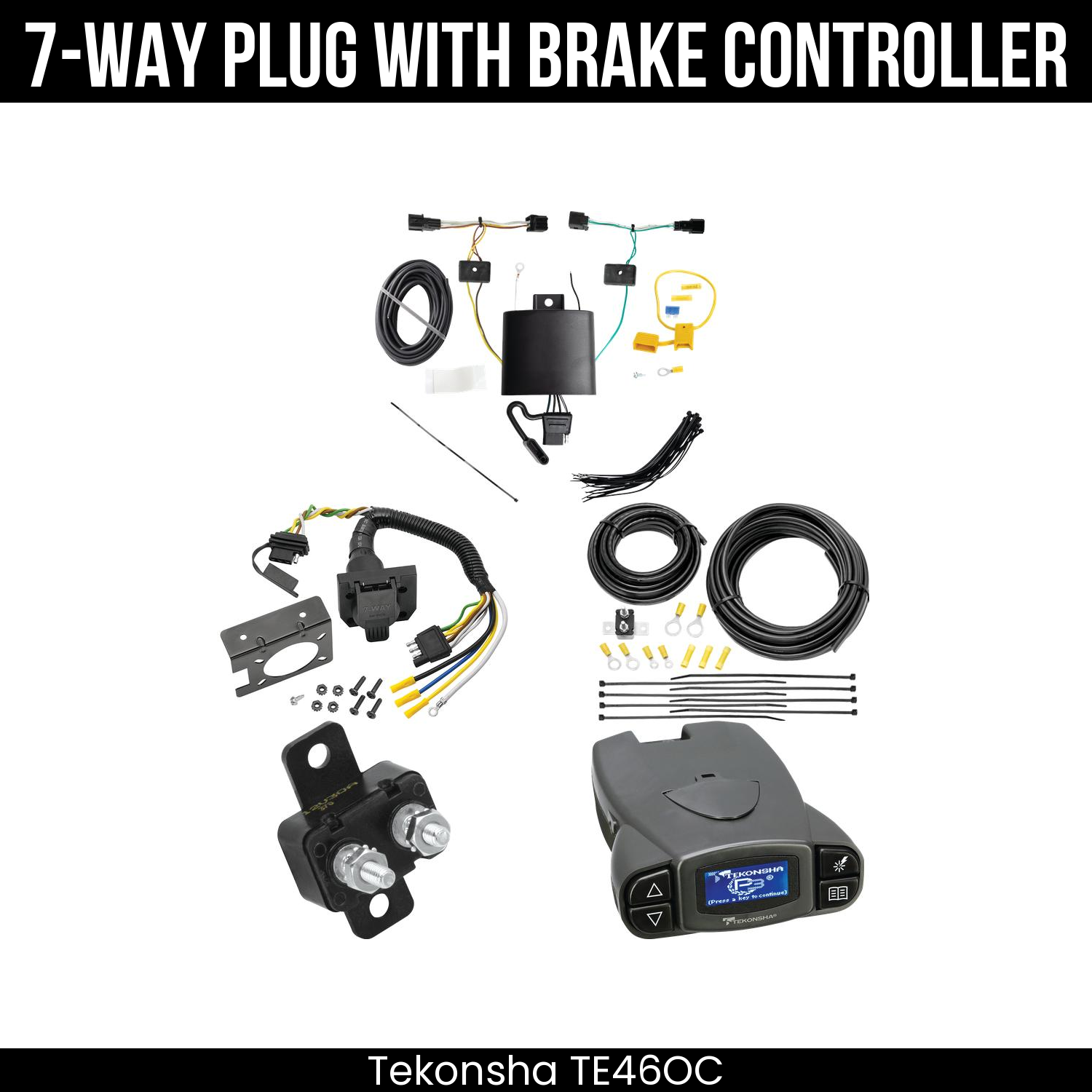 Trailer Wiring 7-Way Plug w/ Bracket , Tekonsha Prodigy P3 Brake Control