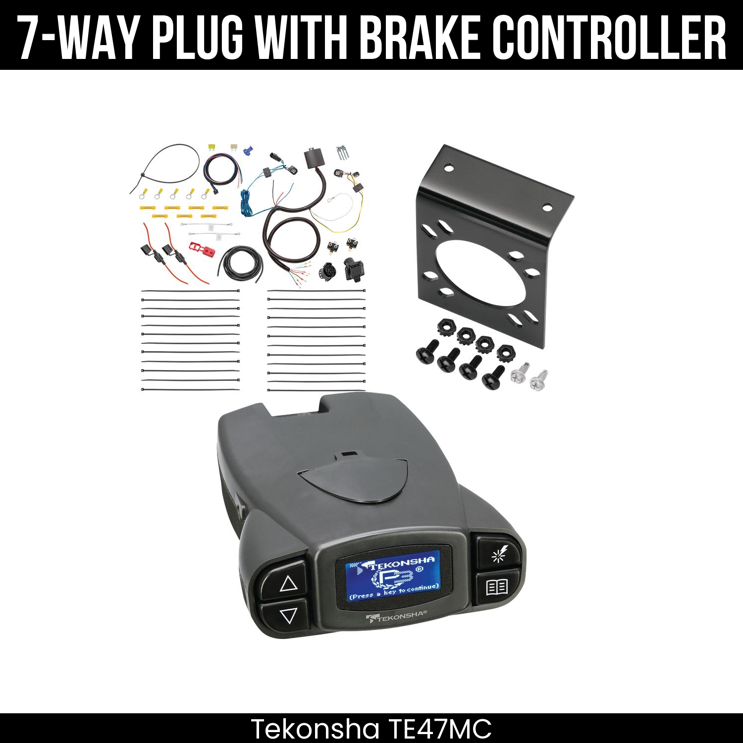 Trailer Wiring 7-Way Plug w/ Bracket , Tekonsha Prodigy P3 Brake Control