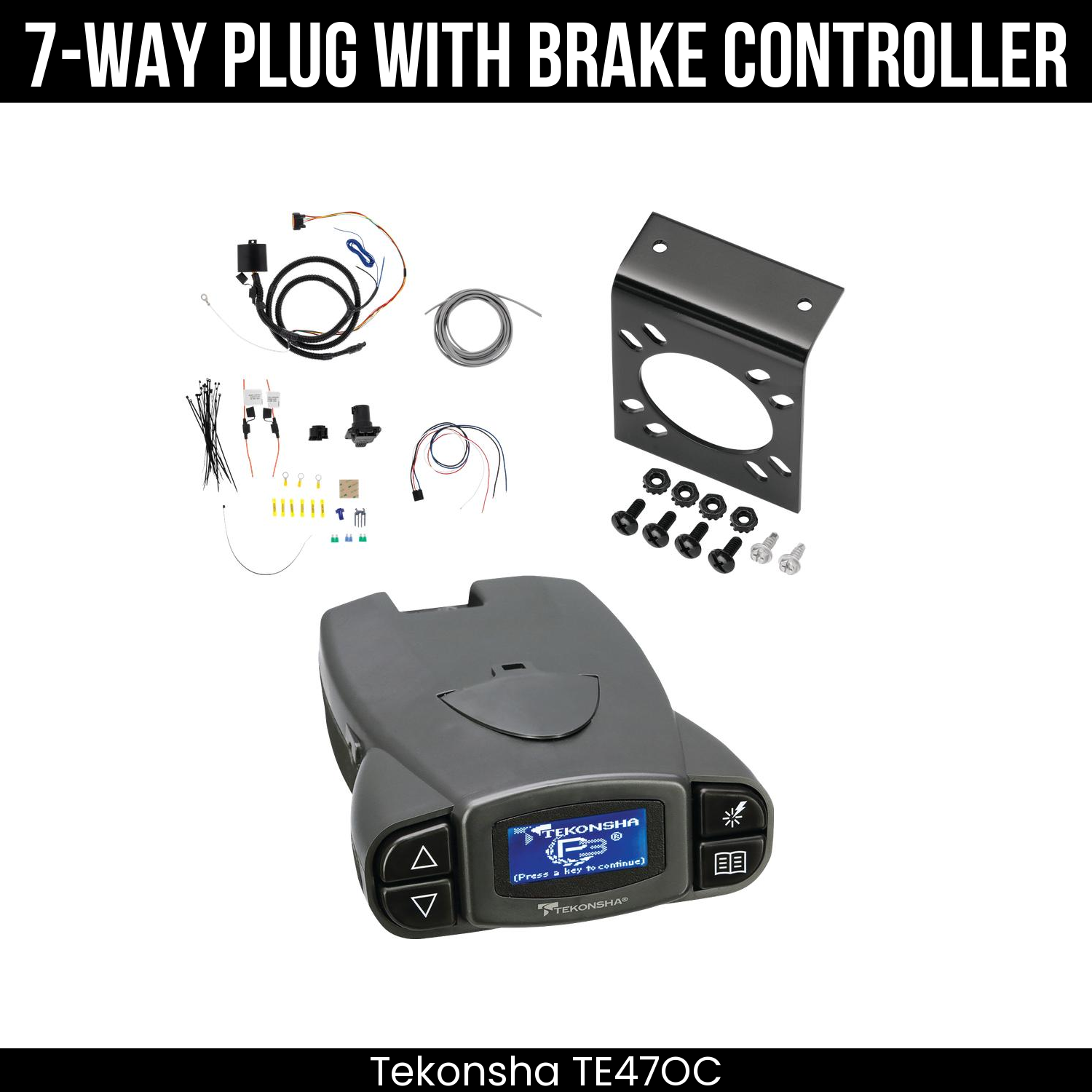 Trailer Wiring 7-Way Plug w/ Bracket , Tekonsha Prodigy P3 Brake Control