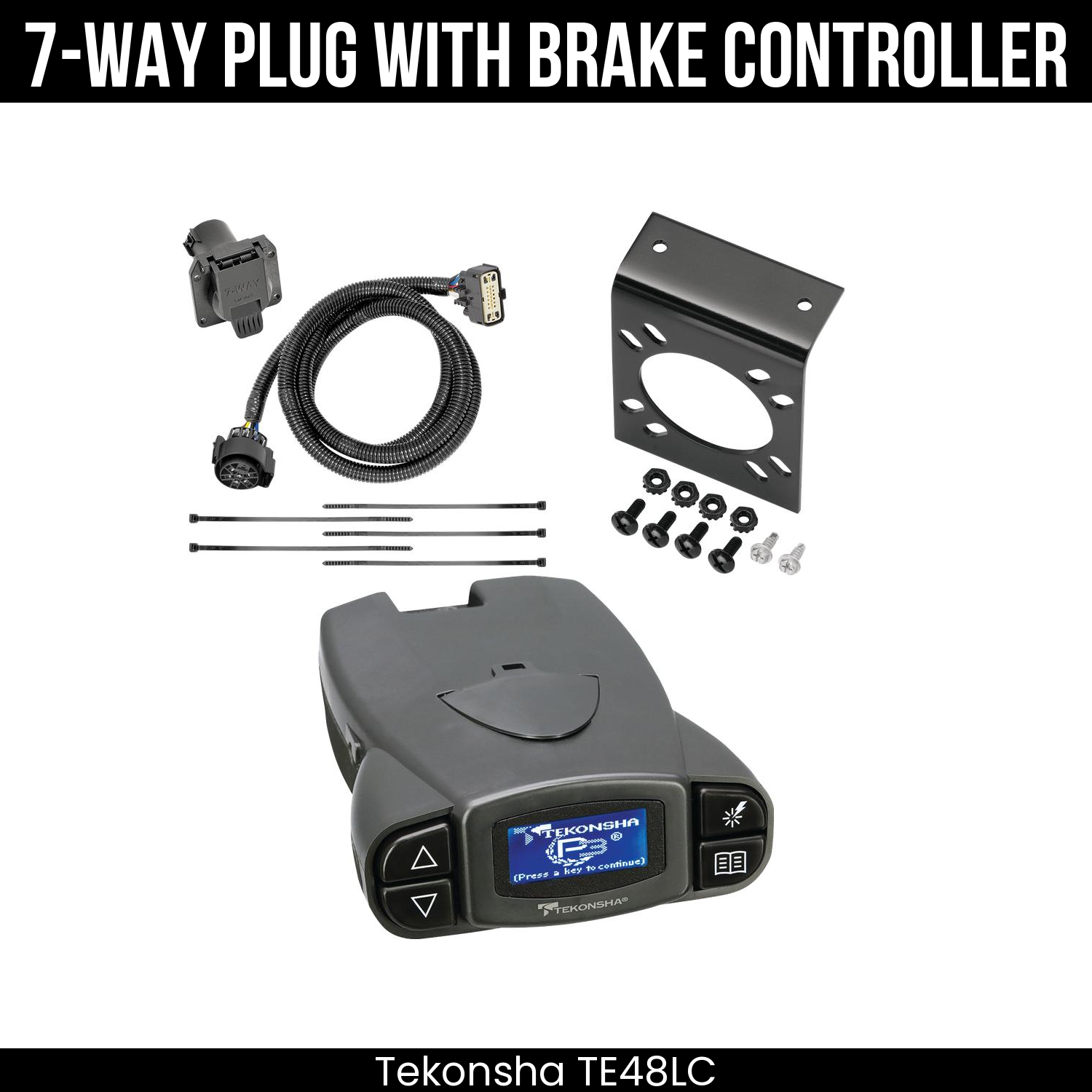 Trailer Wiring 7-Way Plug w/ Bracket , Tekonsha Prodigy P3 Brake Control