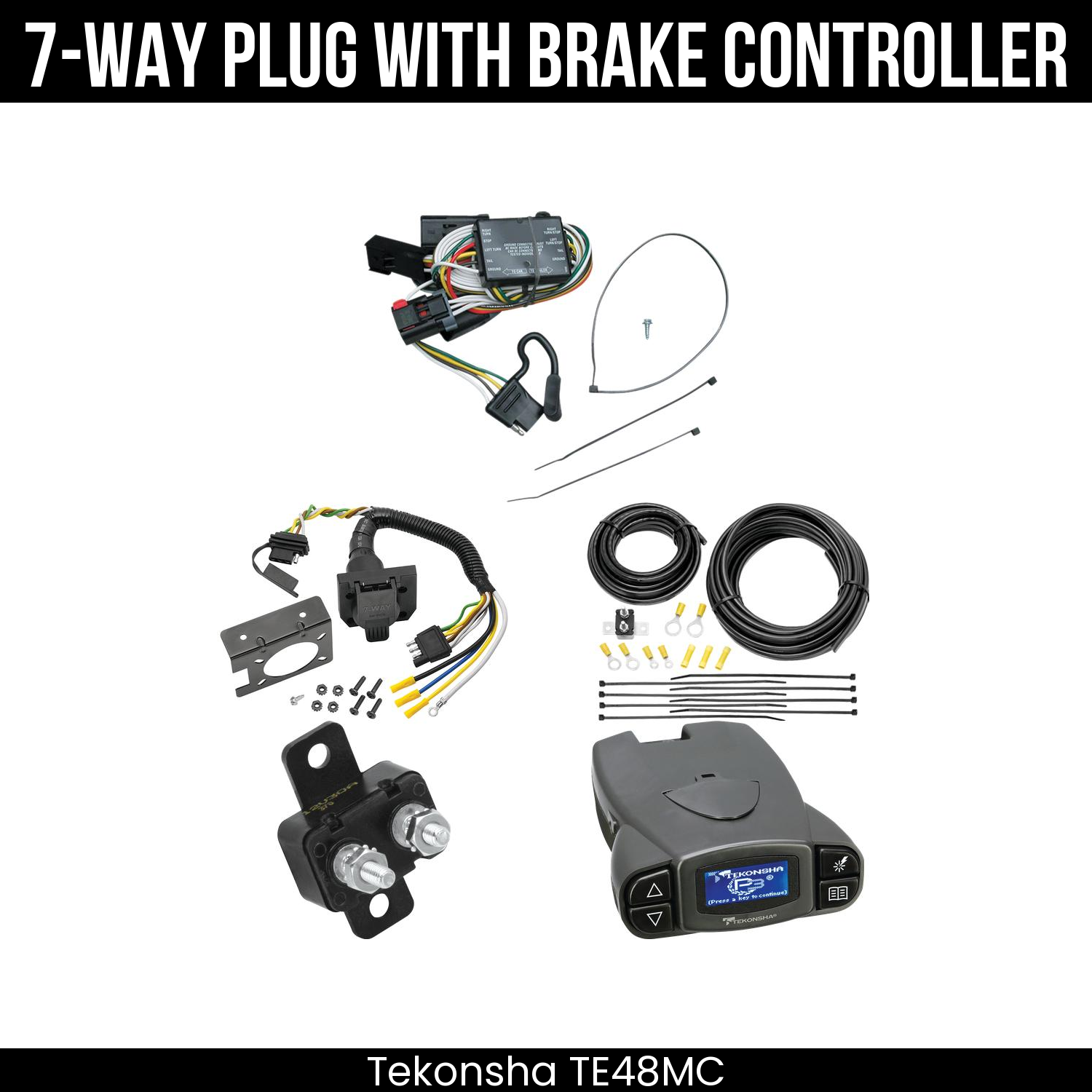 Trailer Wiring 7-Way Plug w/ Bracket , Tekonsha Prodigy P3 Brake Control
