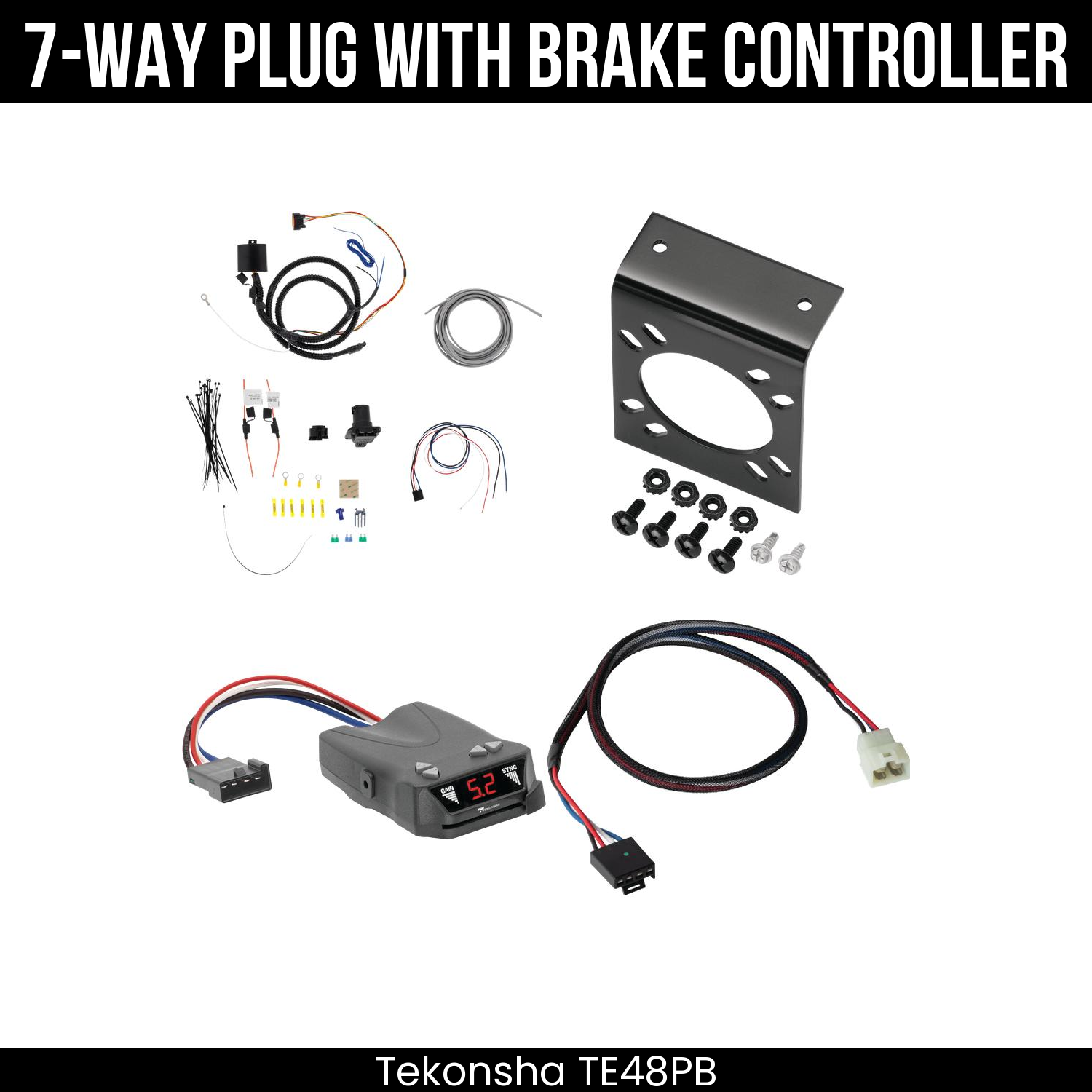 Trailer Wiring 7-Way Plug w/ Bracket , Tekonsha Brakeman IV Brake Control