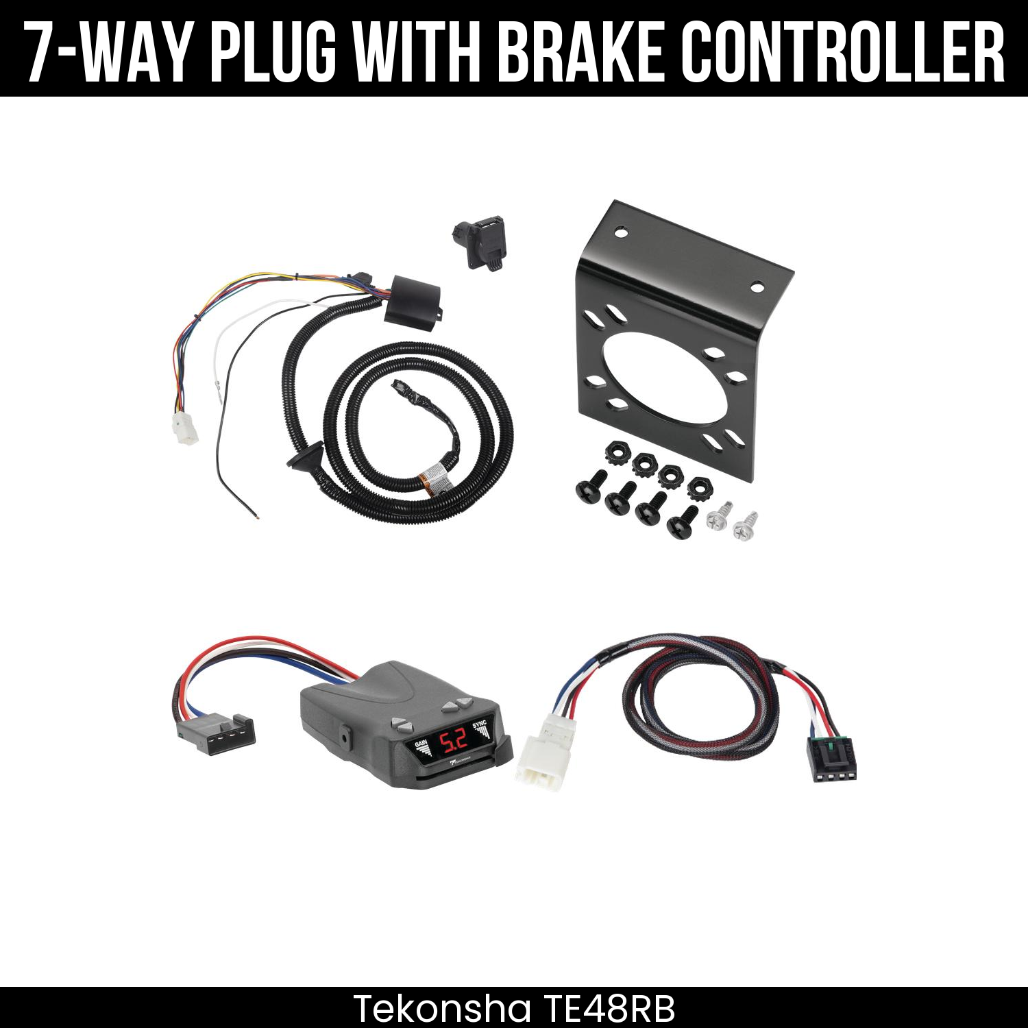 Trailer Wiring 7-Way Plug w/ Bracket , Tekonsha Brakeman IV Brake Control
