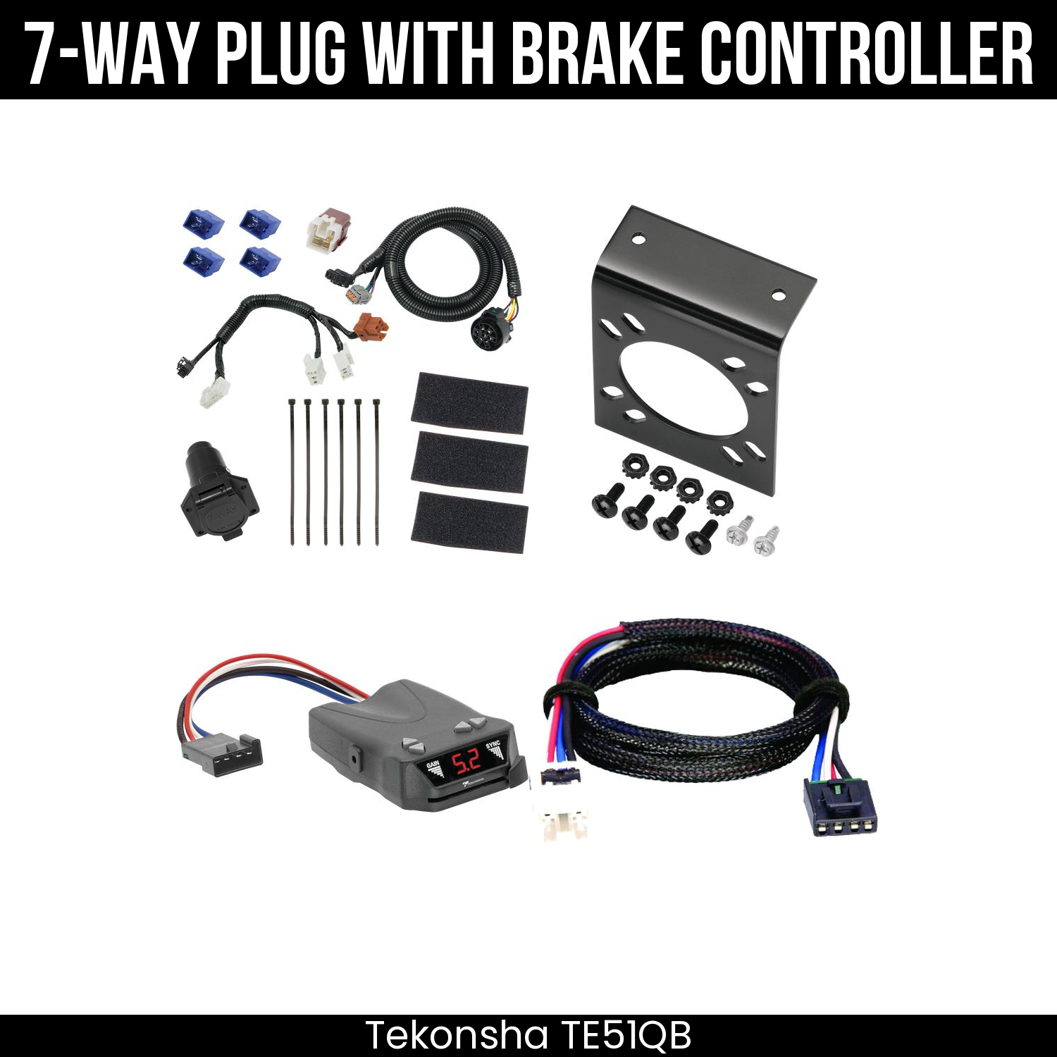 Trailer Wiring 7-Way Plug w/ Bracket , Tekonsha Brakeman IV Brake Control