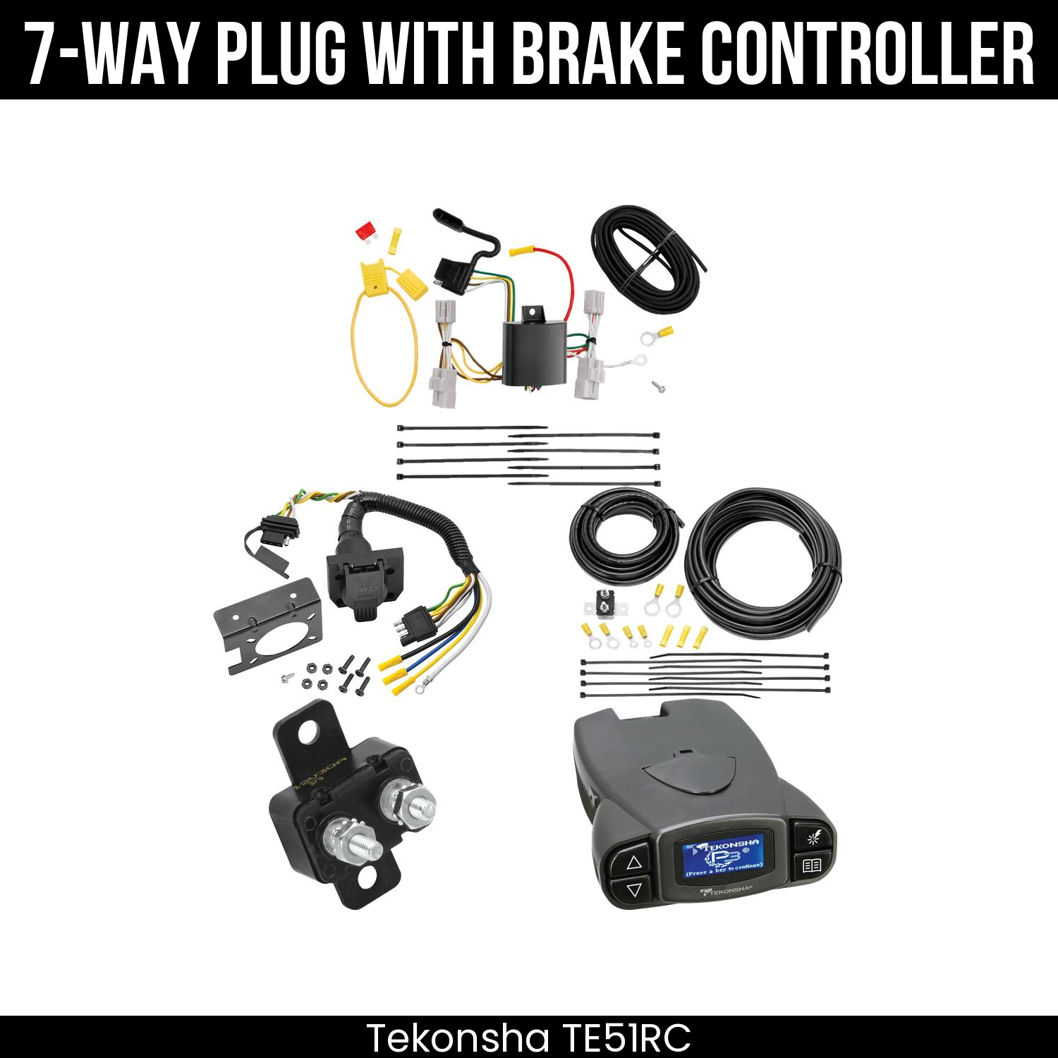 Trailer Wiring 7-Way Plug w/ Bracket , Tekonsha Prodigy P3 Brake Control