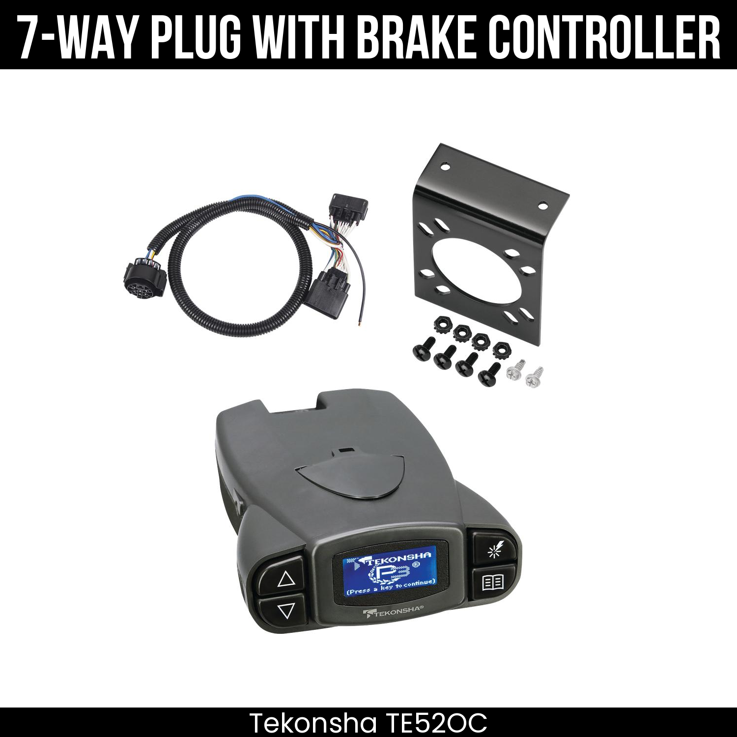 Trailer Wiring 7-Way Plug w/ Bracket , Tekonsha Prodigy P3 Brake Control