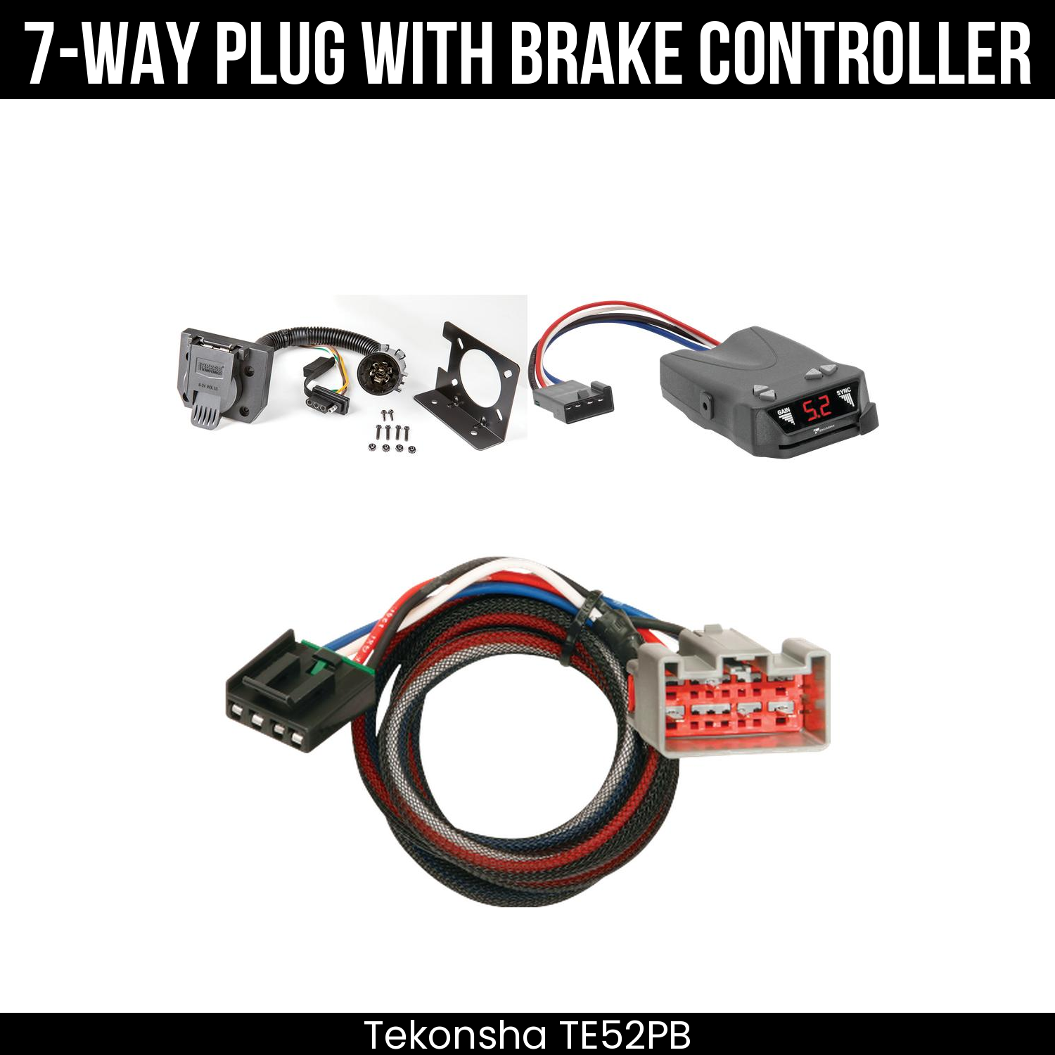Trailer Wiring 7-Way Plug w/ Bracket , Tekonsha Brakeman IV Brake Control