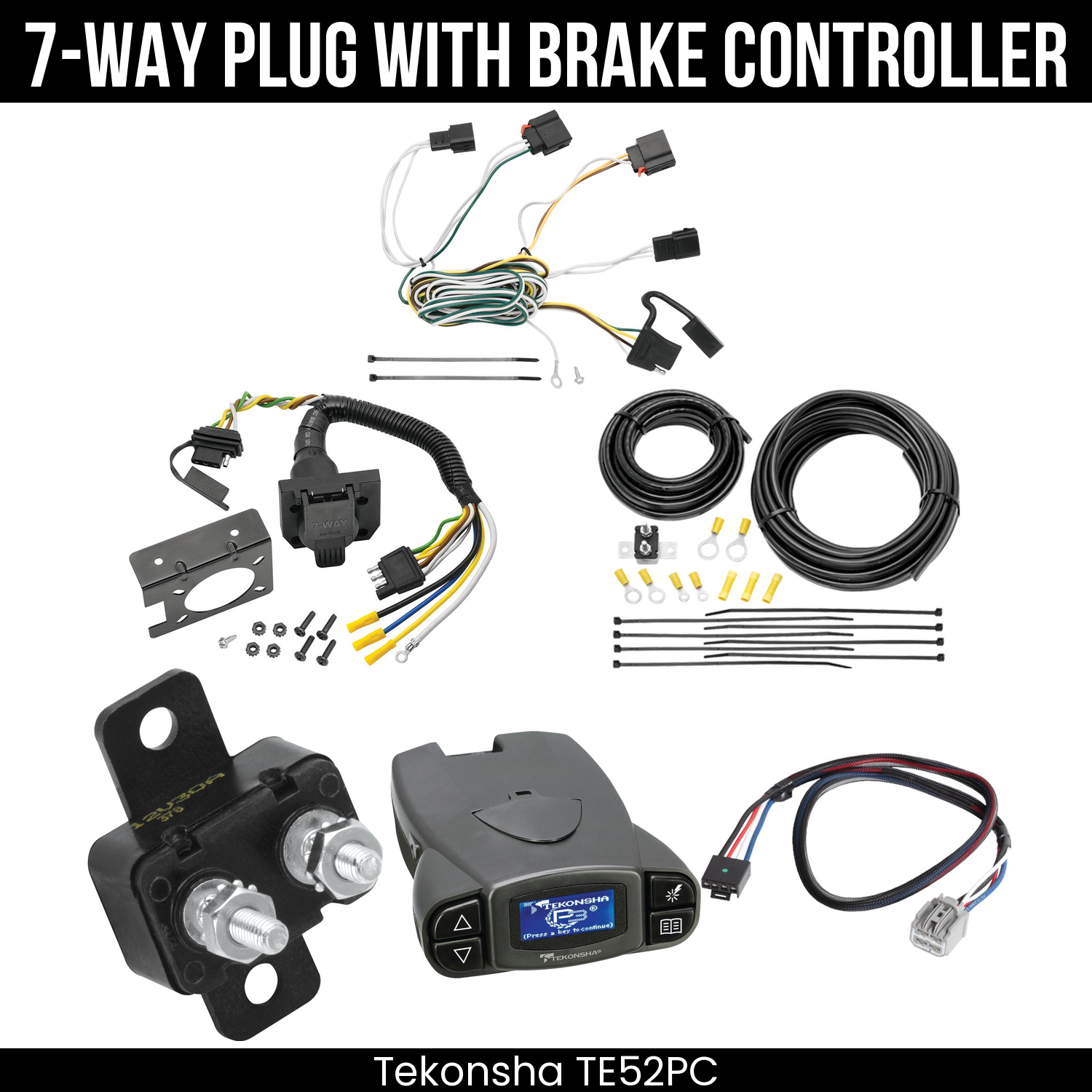 Trailer Wiring 7-Way Plug w/ Bracket , Tekonsha Prodigy P3 Brake Control