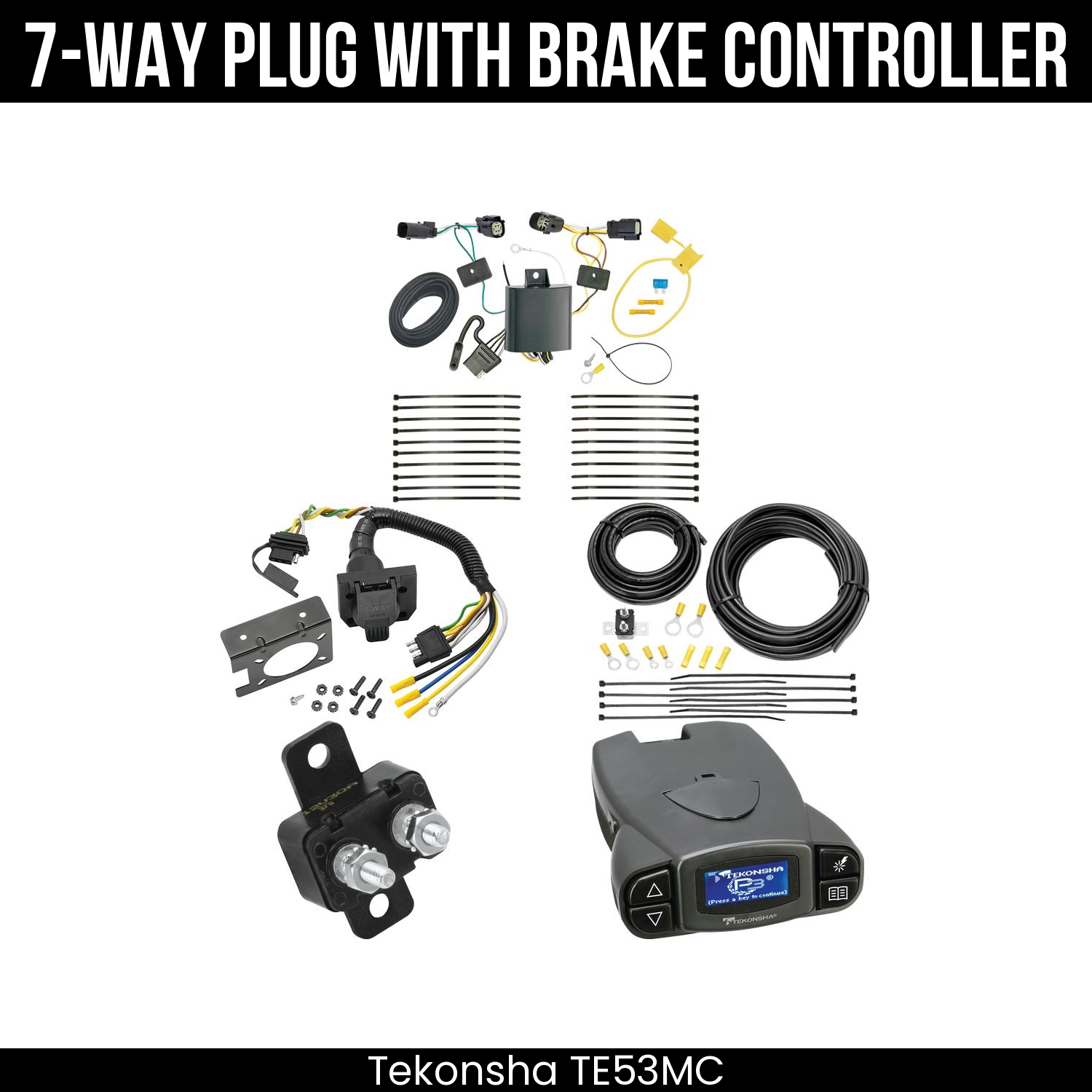 Trailer Wiring 7-Way Plug w/ Bracket , Tekonsha Prodigy P3 Brake Control