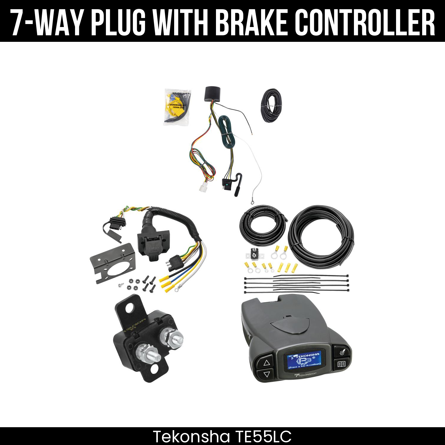 Trailer Wiring 7-Way Plug w/ Bracket , Tekonsha Prodigy P3 Brake Control